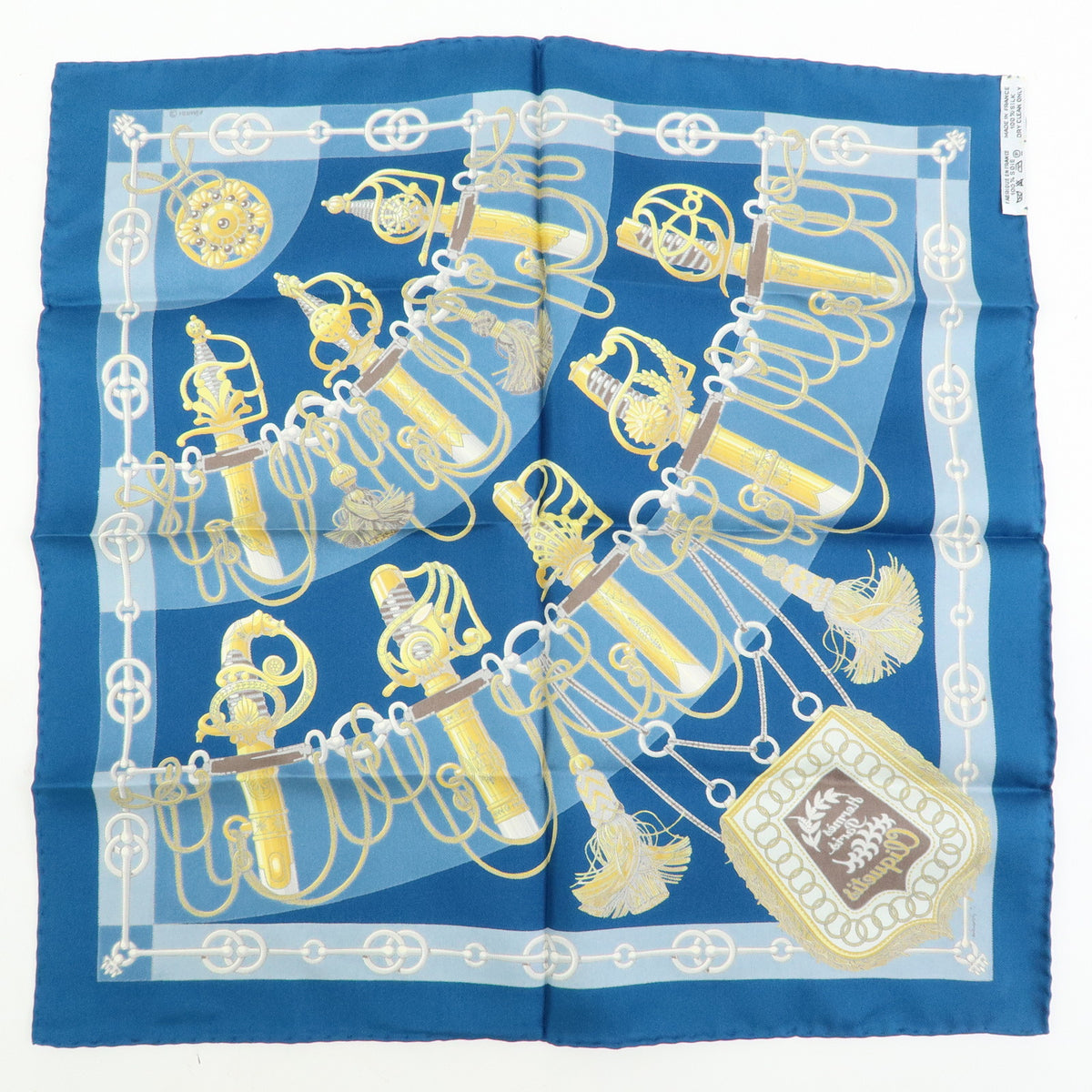 HERMES Carre 42 Lot of 2 Silk 100% Scarf  CRURIES/Cliqueti Blue