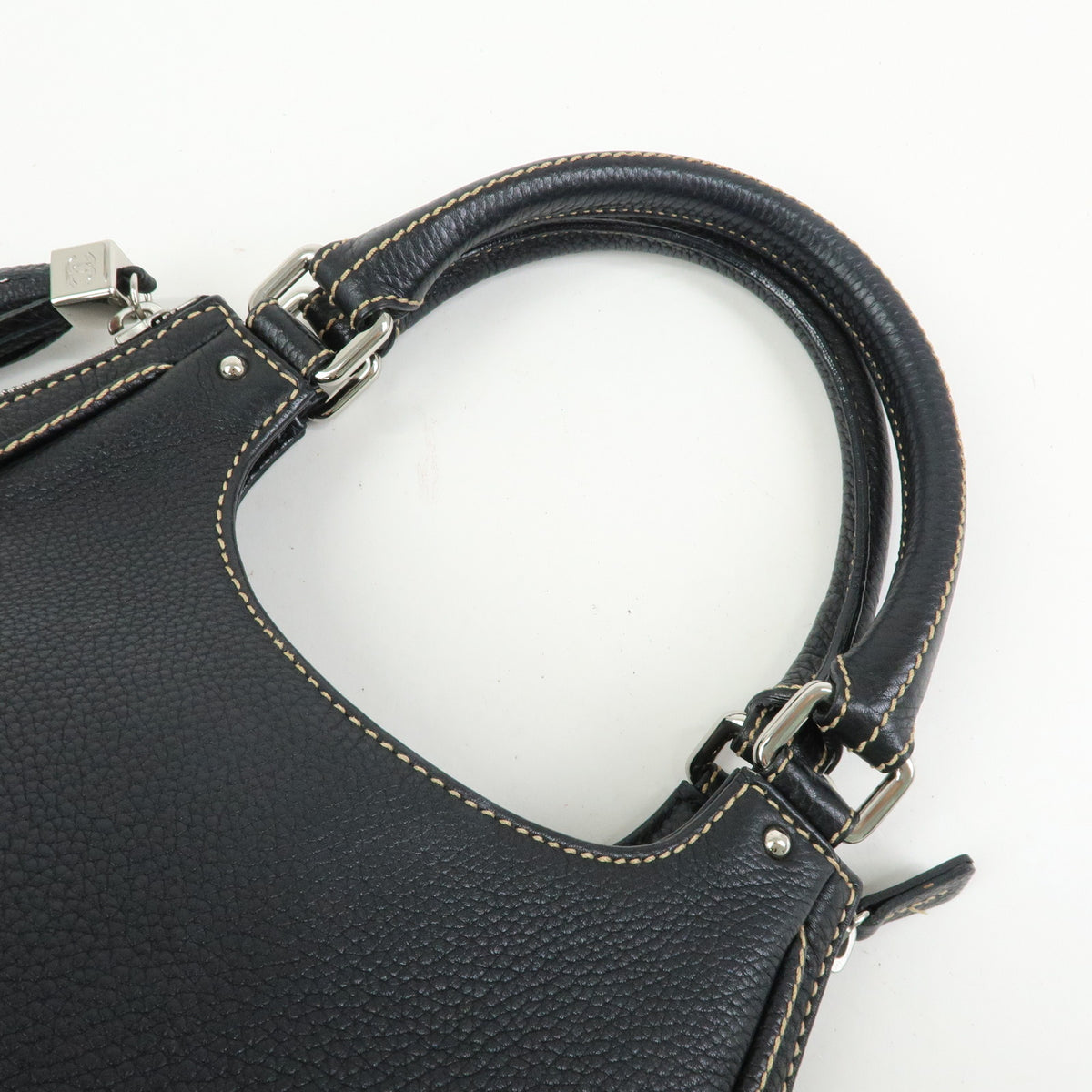 CHANEL LAX Leather Shoulder Bag Hand Bag Tassel Black A23055