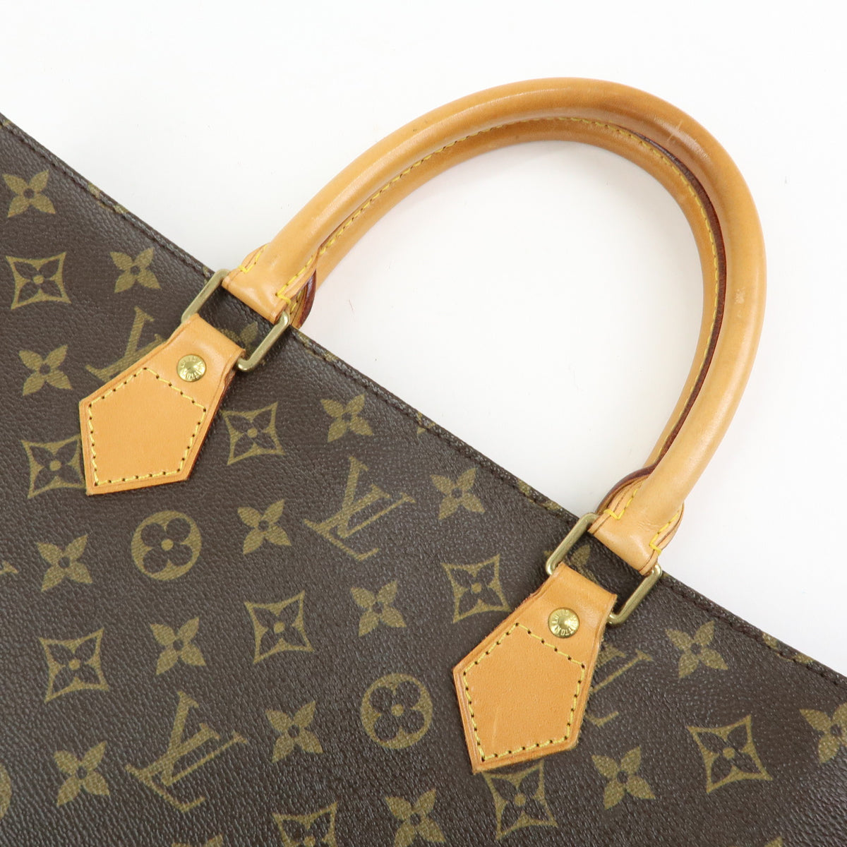 Louis Vuitton Monogram Sac Plat Tote Bag Hand Bag Brown M51140