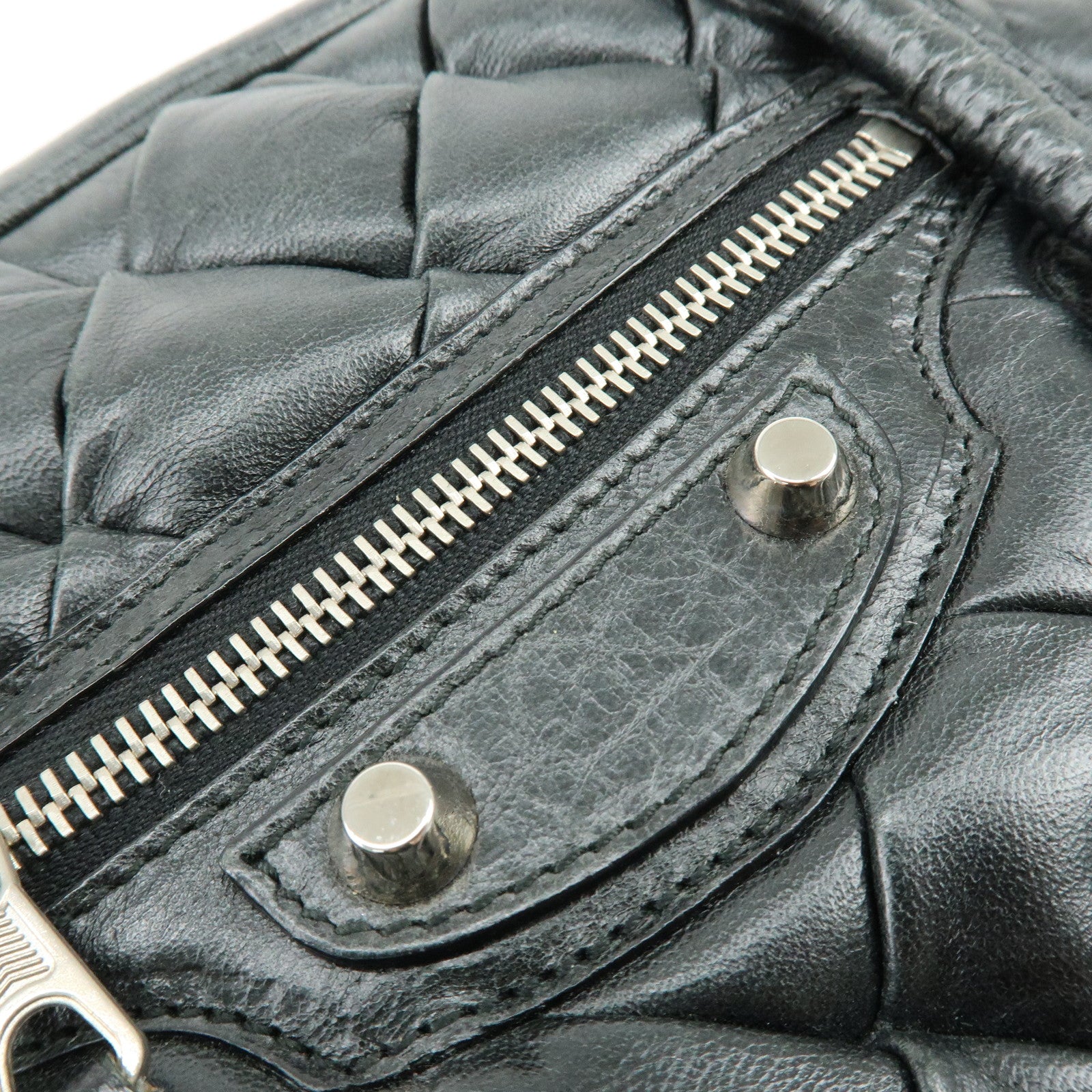 BALENCIAGA The Matelasse Leather Hand Bag Mini Boston Bag 182089