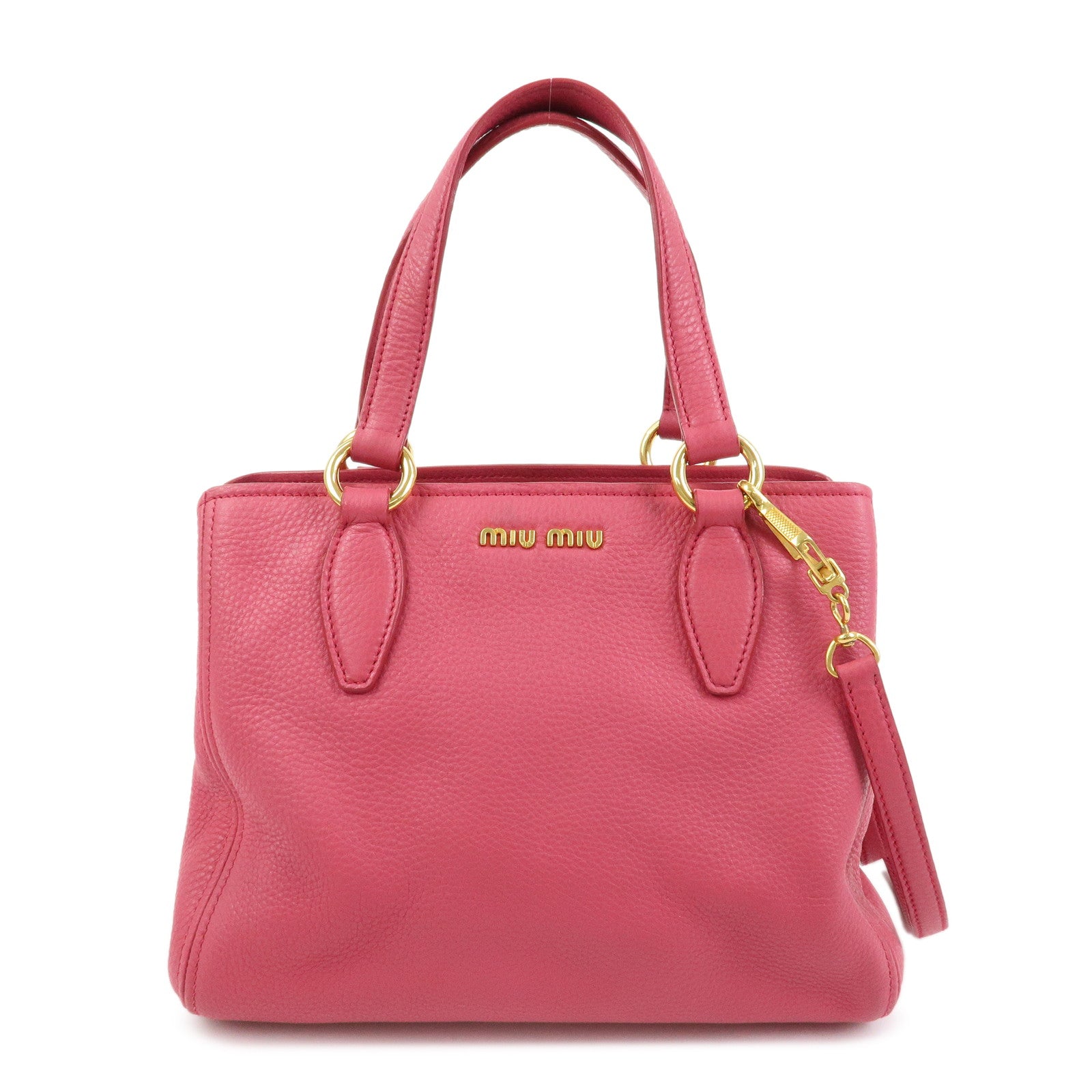 MIU MIU Vitello Caribu Leather 2Way Shoulder Bag Pink RN0757