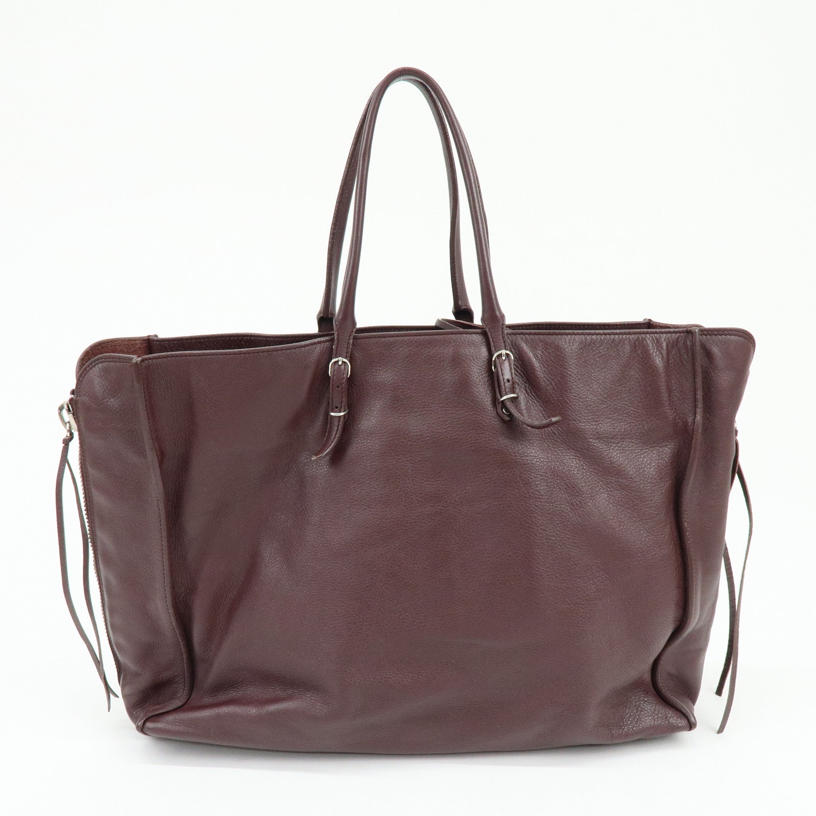 BALENCIAGA The Paper Leather Tote Bag Shoulder Bag Bordeaux 357331