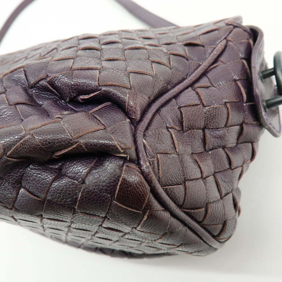 BOTTEGA VENETA Intrecciato Leather Shoulder Bag Crossbody Bag Purple