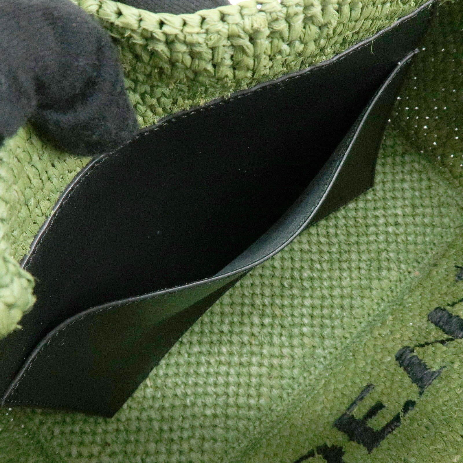 LOEWE Font Tote Raffia Leather 2Way Bag Tote Bag Shoulder Bag Green