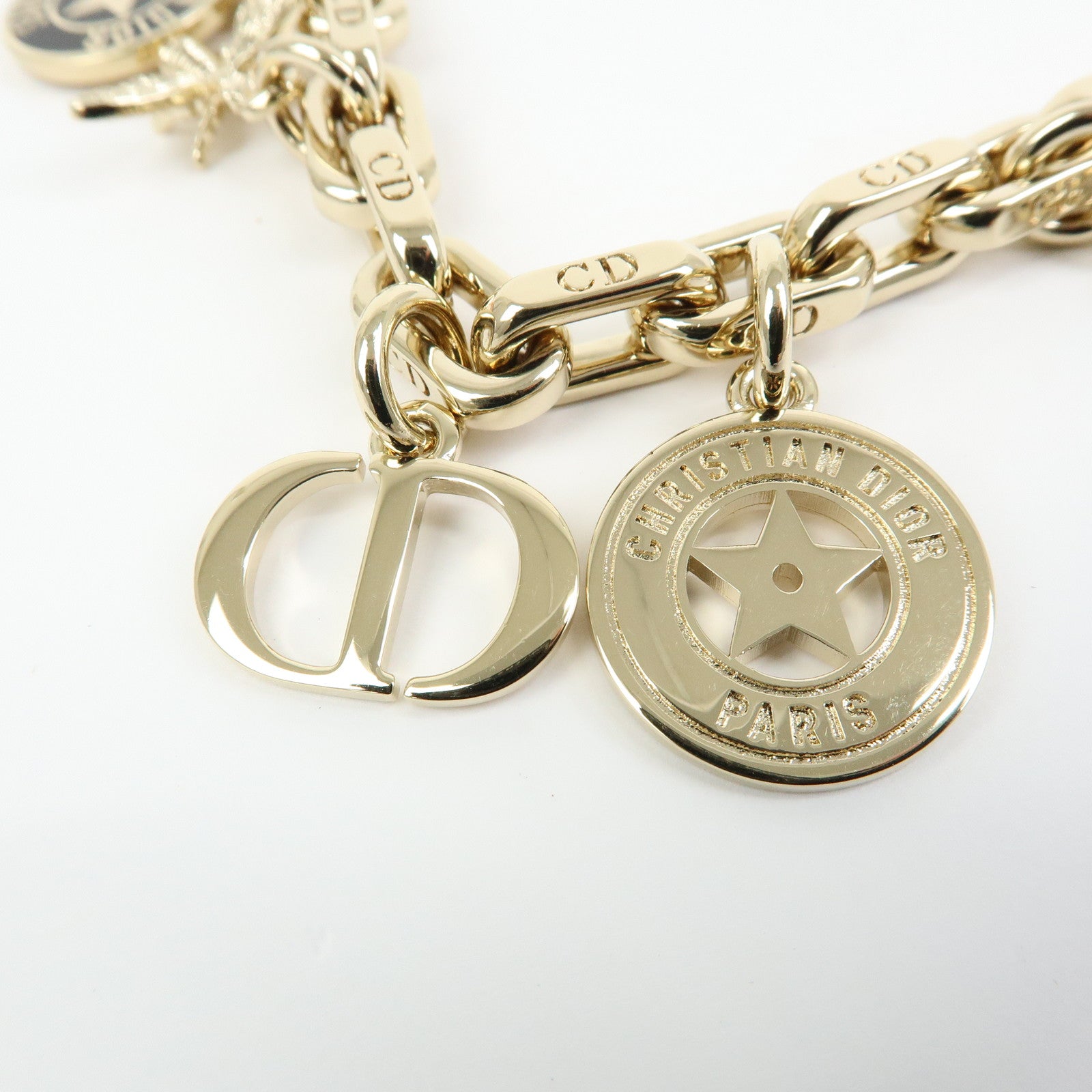 Christian Dior Logo S30 Montaigne Bee Star Metal Bag Charm Gold