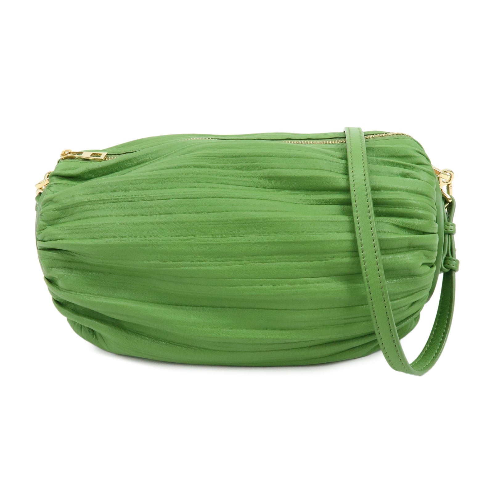 LOEWE Anagram Nappa Leather Shoulder Bag Bracelet Pouch Green