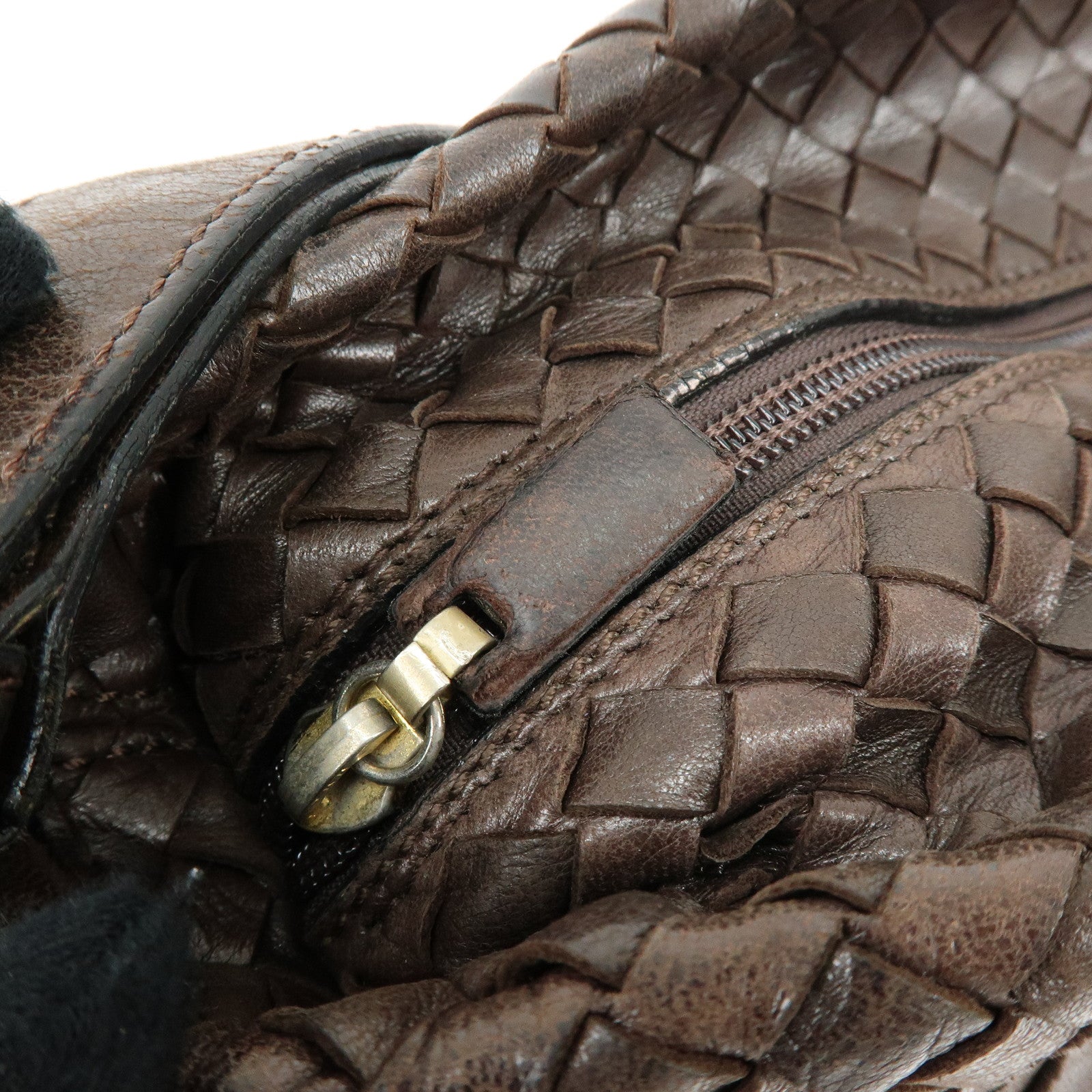 BOTTEGA VENETA Intrecciato Leather Shoulder Bag Hand Bag Brown