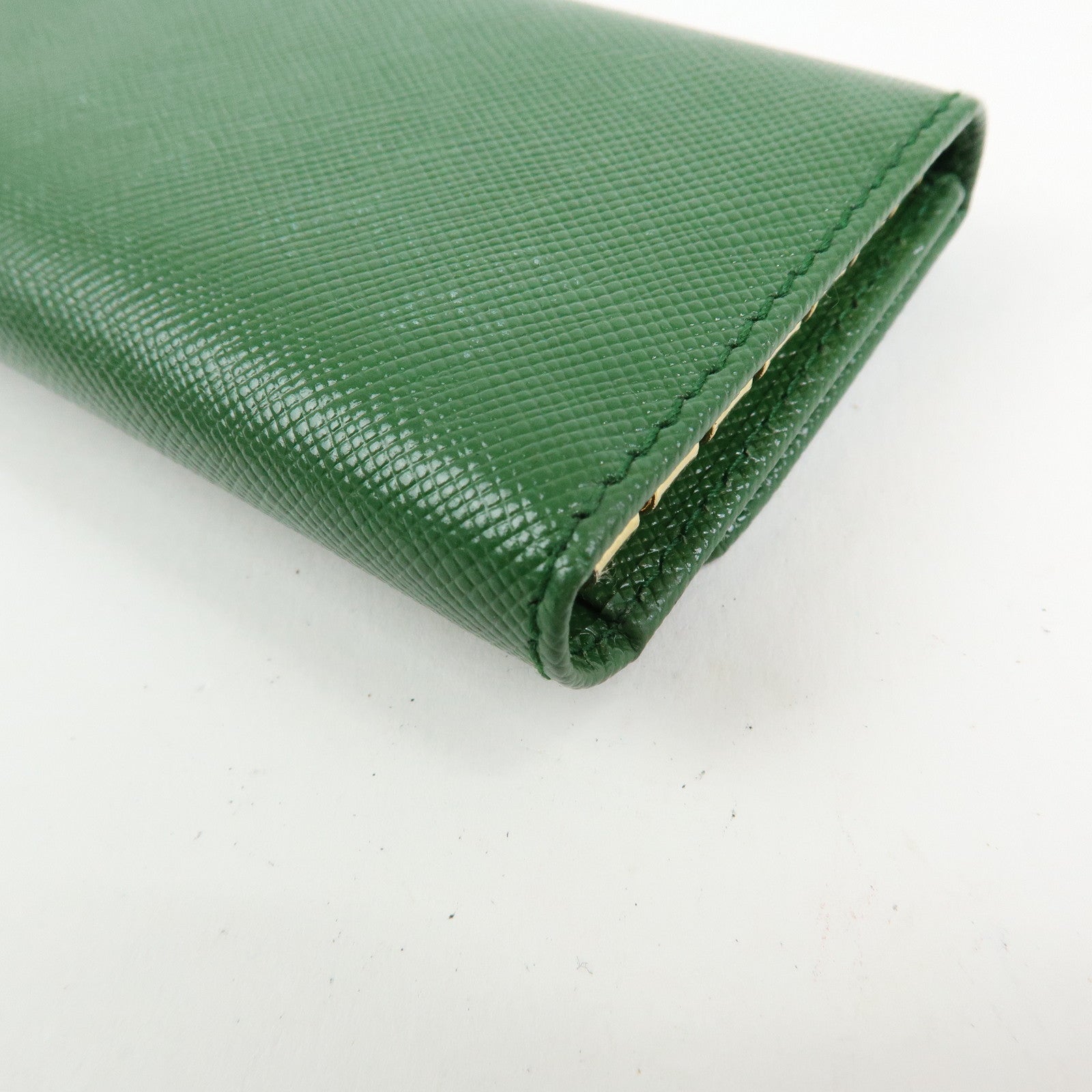 PRADA Logo Saffiano Leather 6 Rings Key Case Key Holder Green 1M0222
