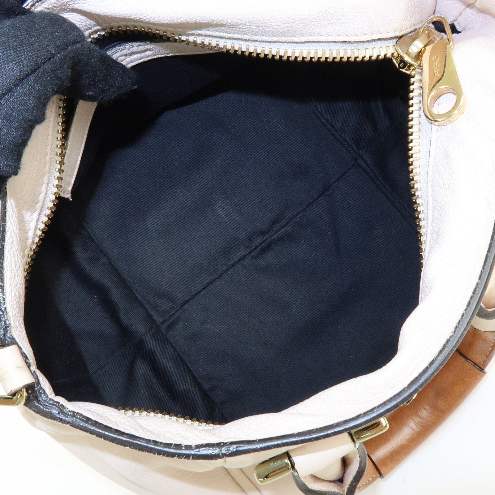 Chloe Ethel Leather 2Way Bag Shoulder Bag Hand Bag Light Beige
