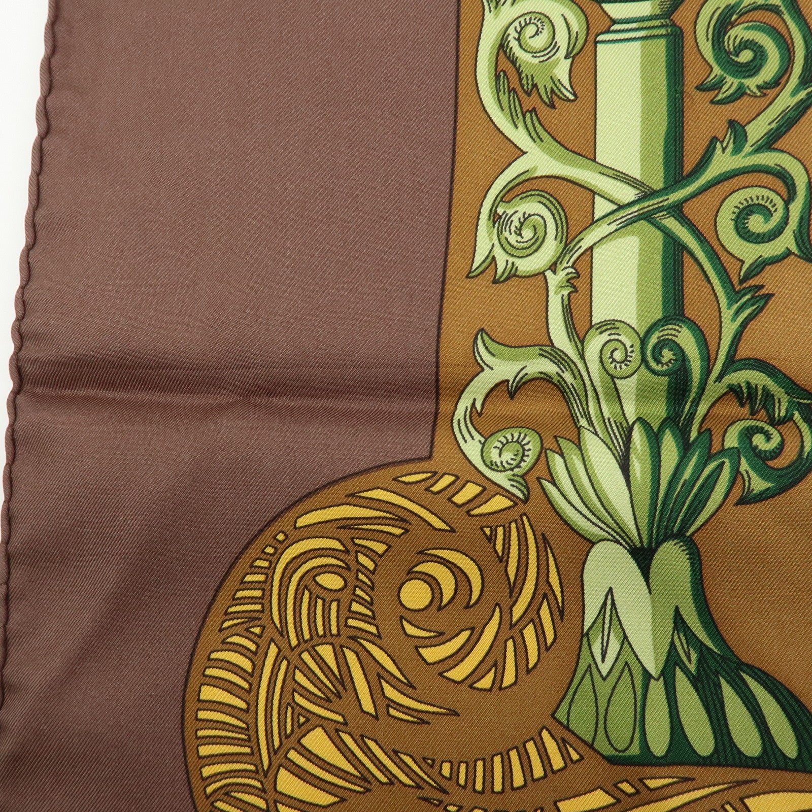 HERMES Carre 90 Silk 100% Scarf L ATLANTIDE Brown Blue Gold