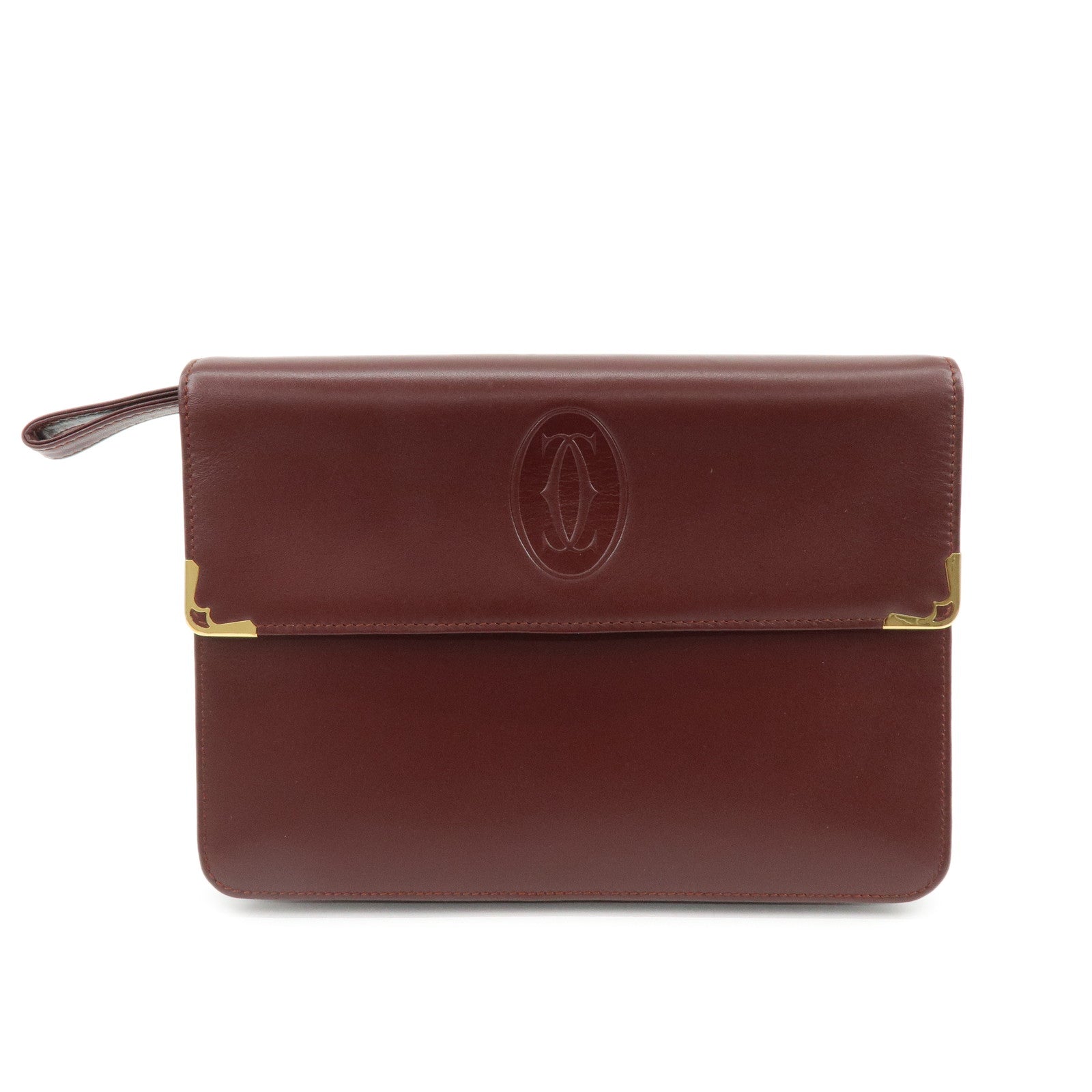Cartier Must de Cartier Leather Clutch Bag Bordeaux