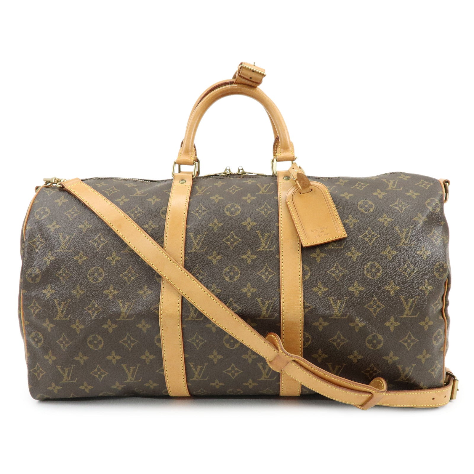 Louis Vuitton Monogram Keep All Bandouliere 50 Boston Bag Brown M41416