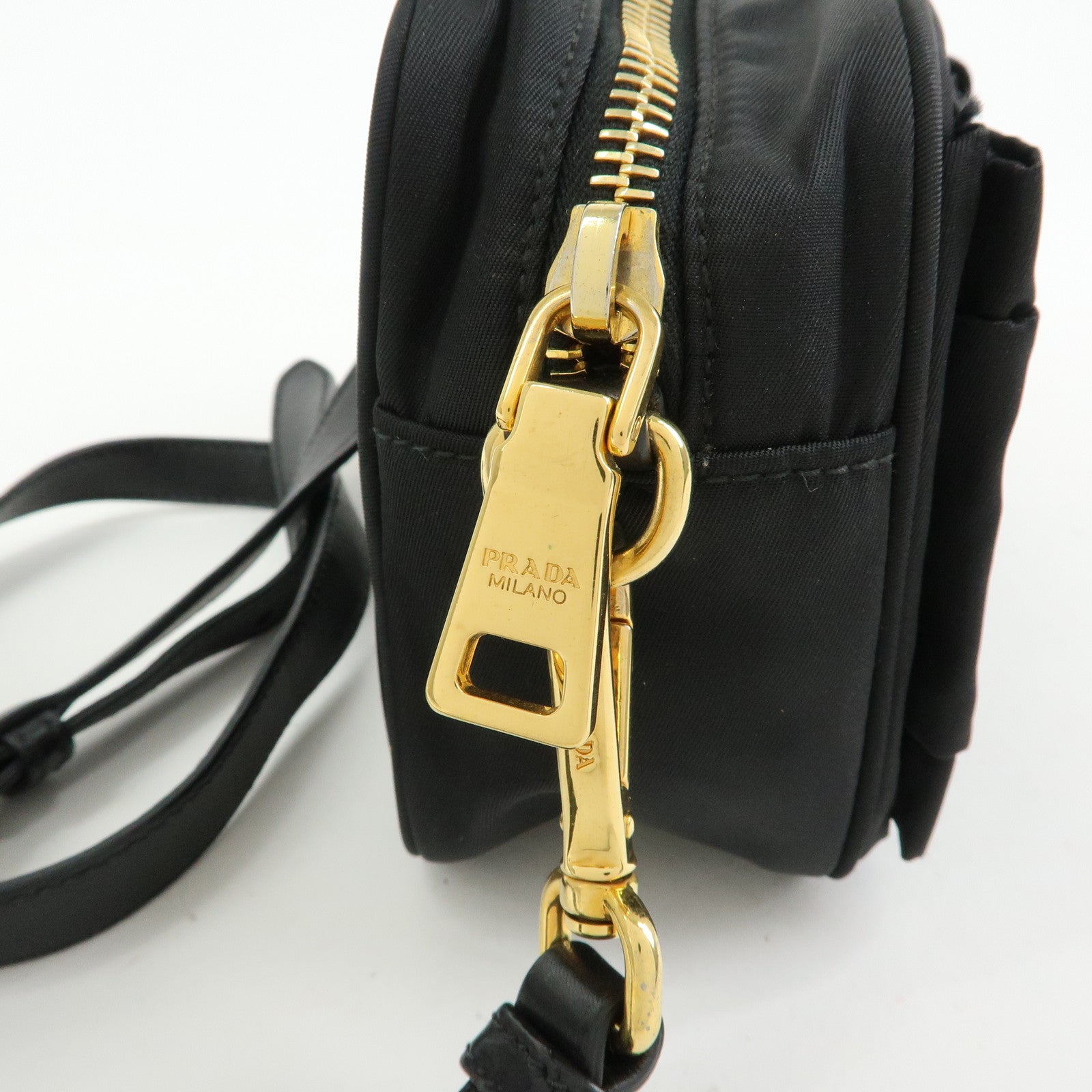 PRADA Nylon Leather Mini Shoulder Bag Crossbody Bag Black