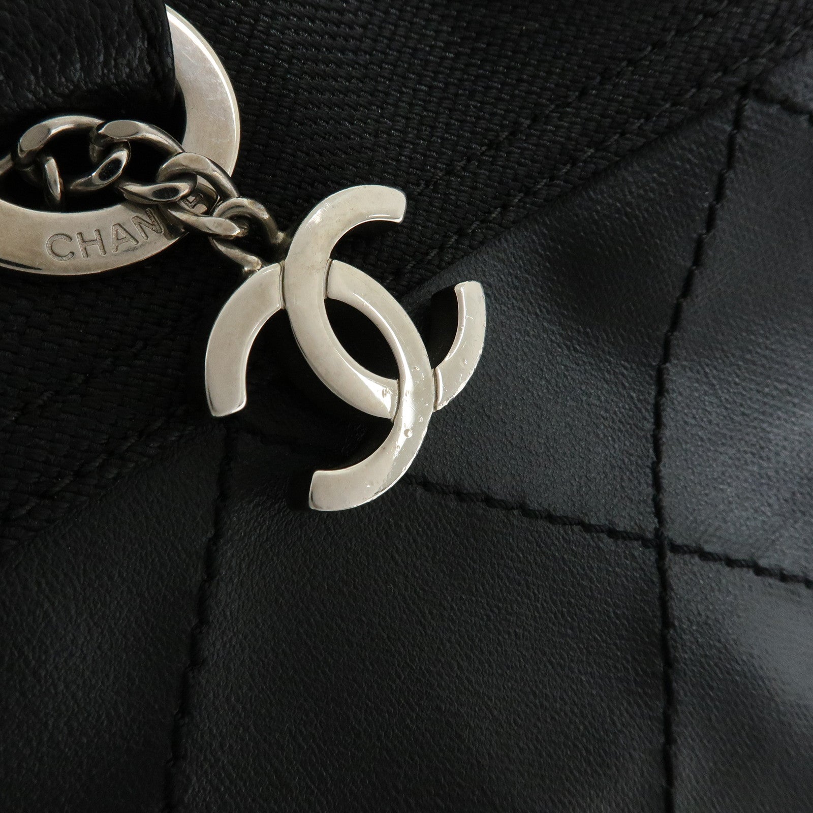 CHANEL Paris Biarritz MM PVC Leather Tote Bag Hand Bag Black A34209