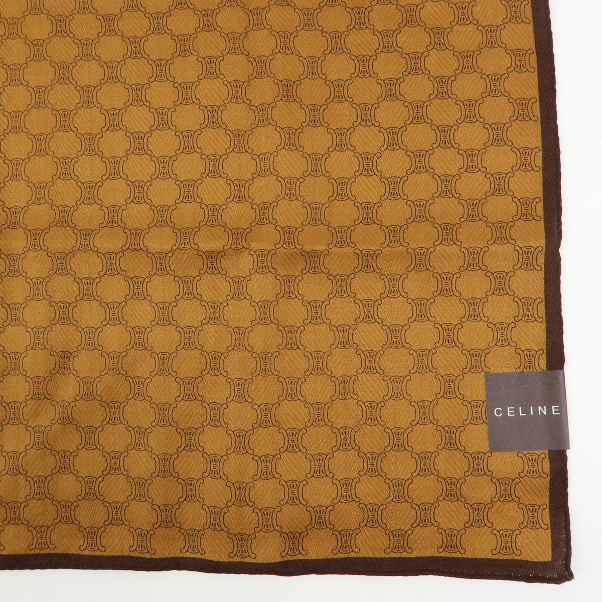 CELINE Macadam Lot of 2 Cotton 100% Scarf Handkerchief Brown Khaki