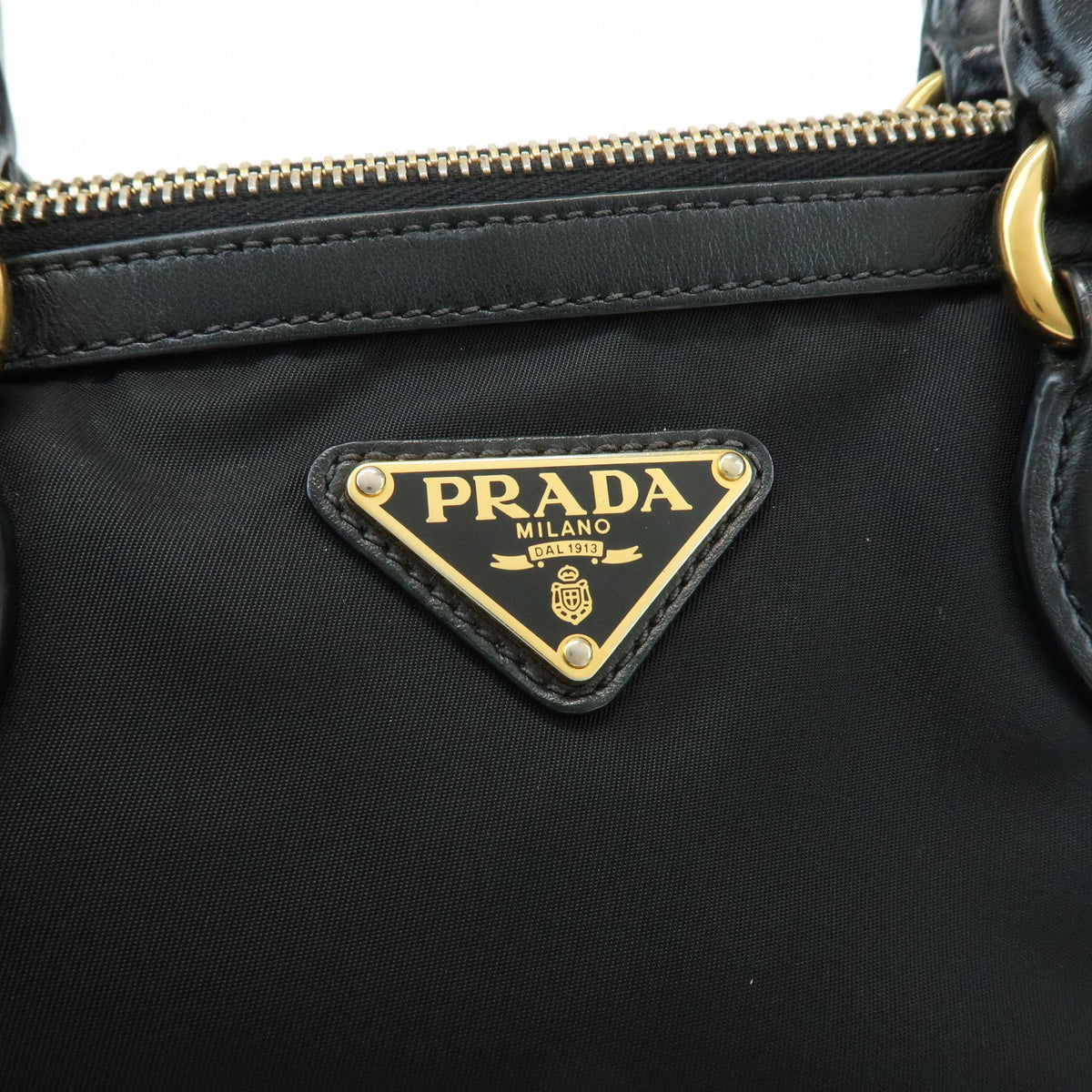 PRADA Triangle Logo Nylon Leather 2Way Bag Hand Bag Shoulder Bag 1BA104