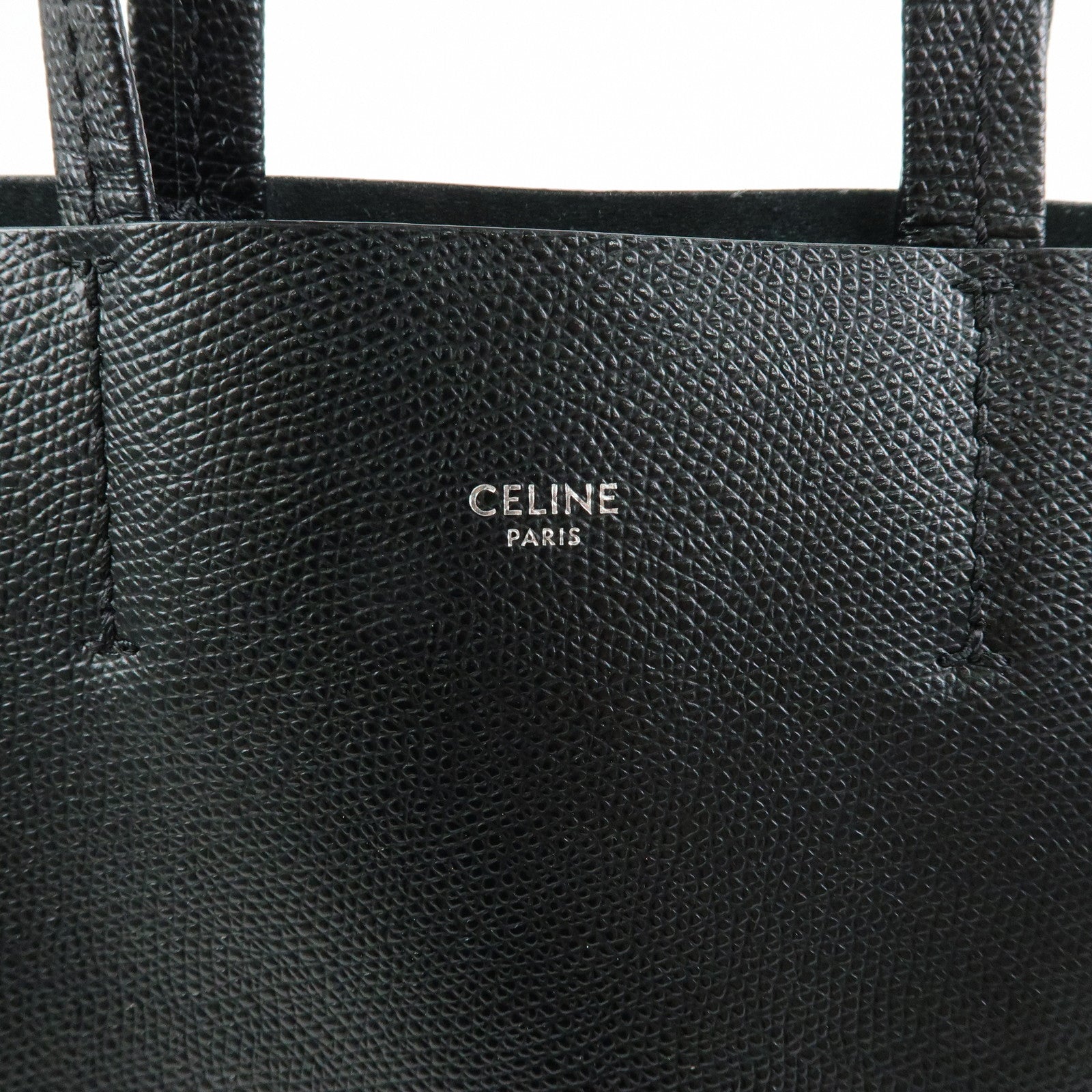CELINE Party Cal Cabas Leather 2WAY Bag Tote Bag Hand Bag Black