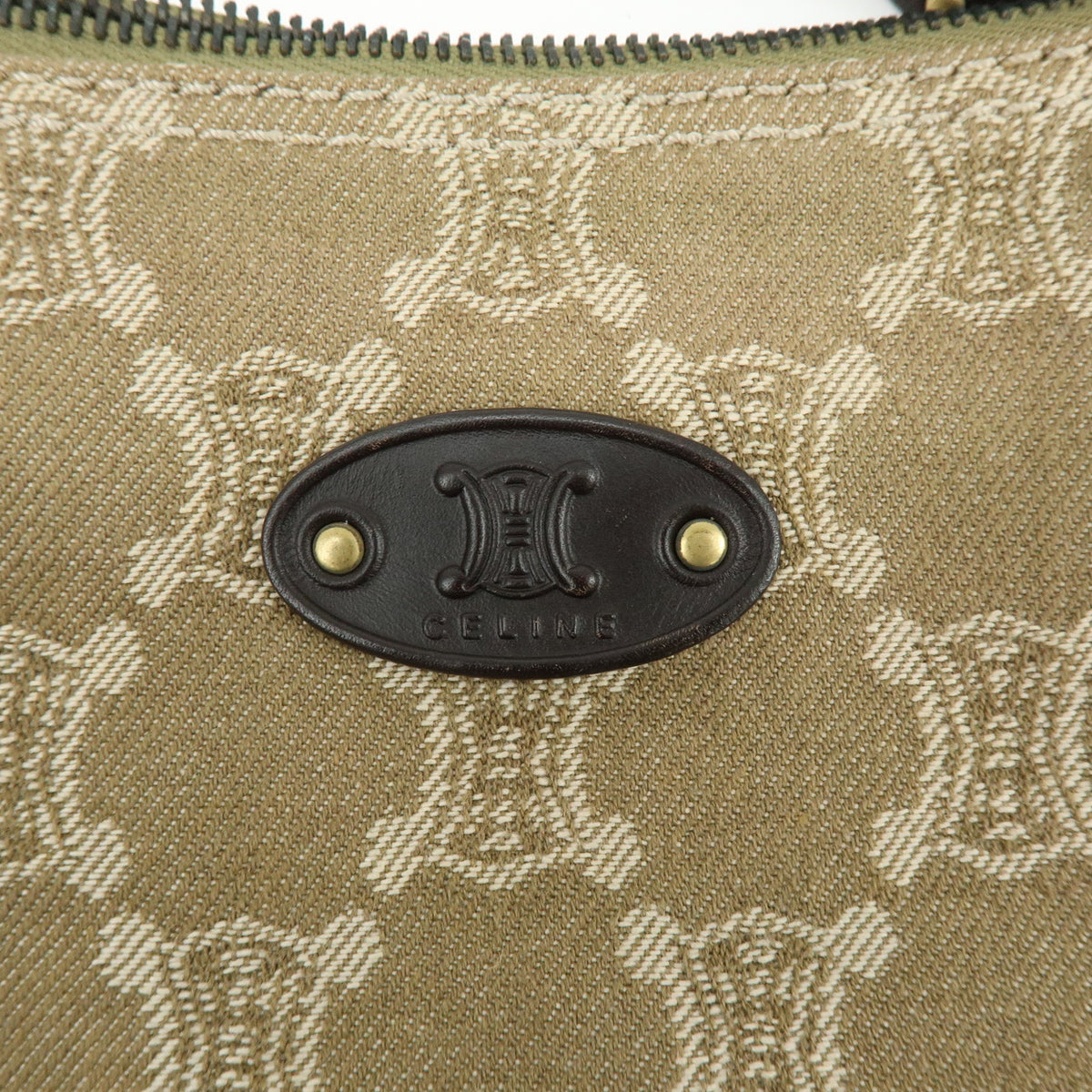 CELINE Macadam Canvas Leather Shoulder Bag Crossbody Bag Beige