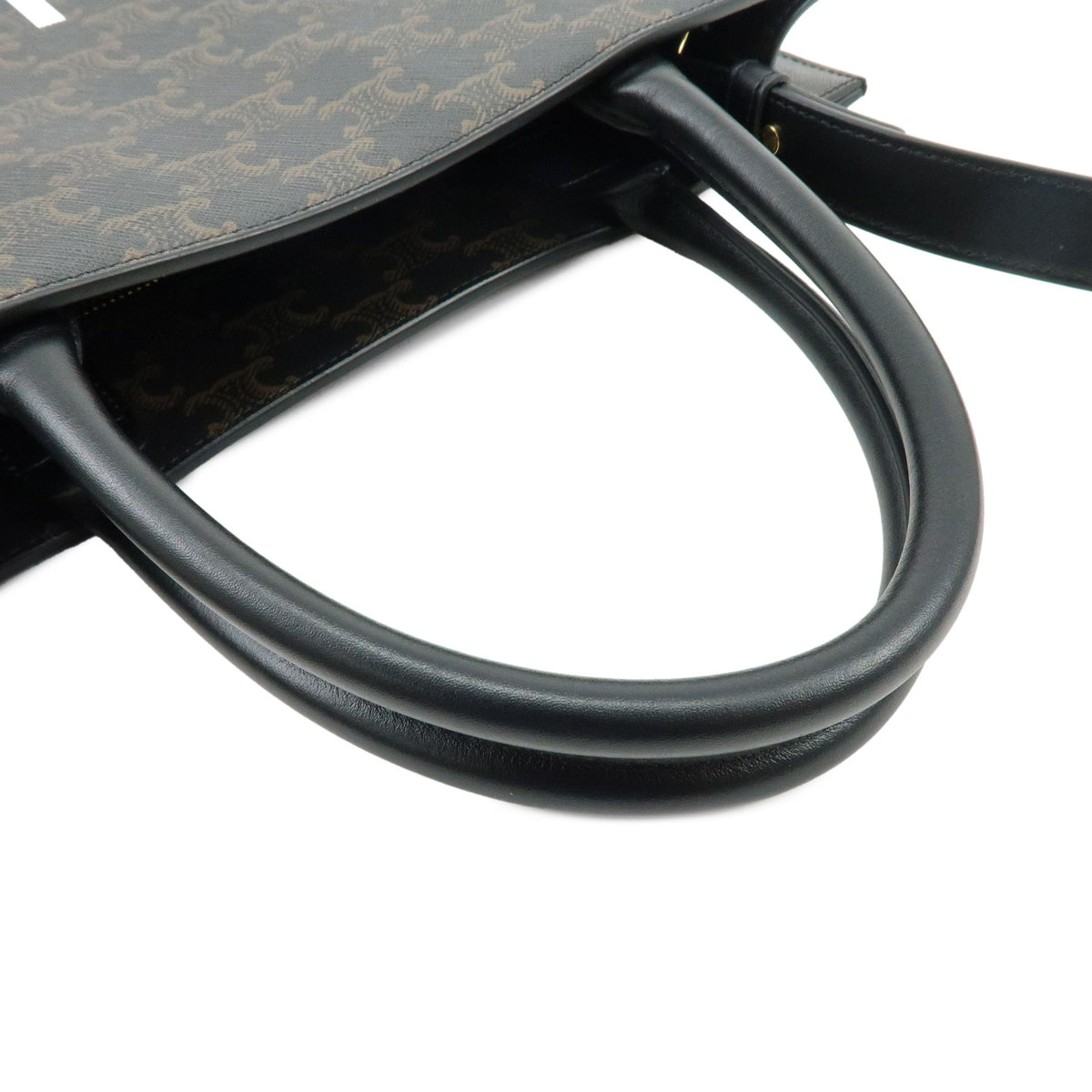 CELINE Triomphe Medium Vertical Cabas PVC Leather 2Way Bag Black 194432