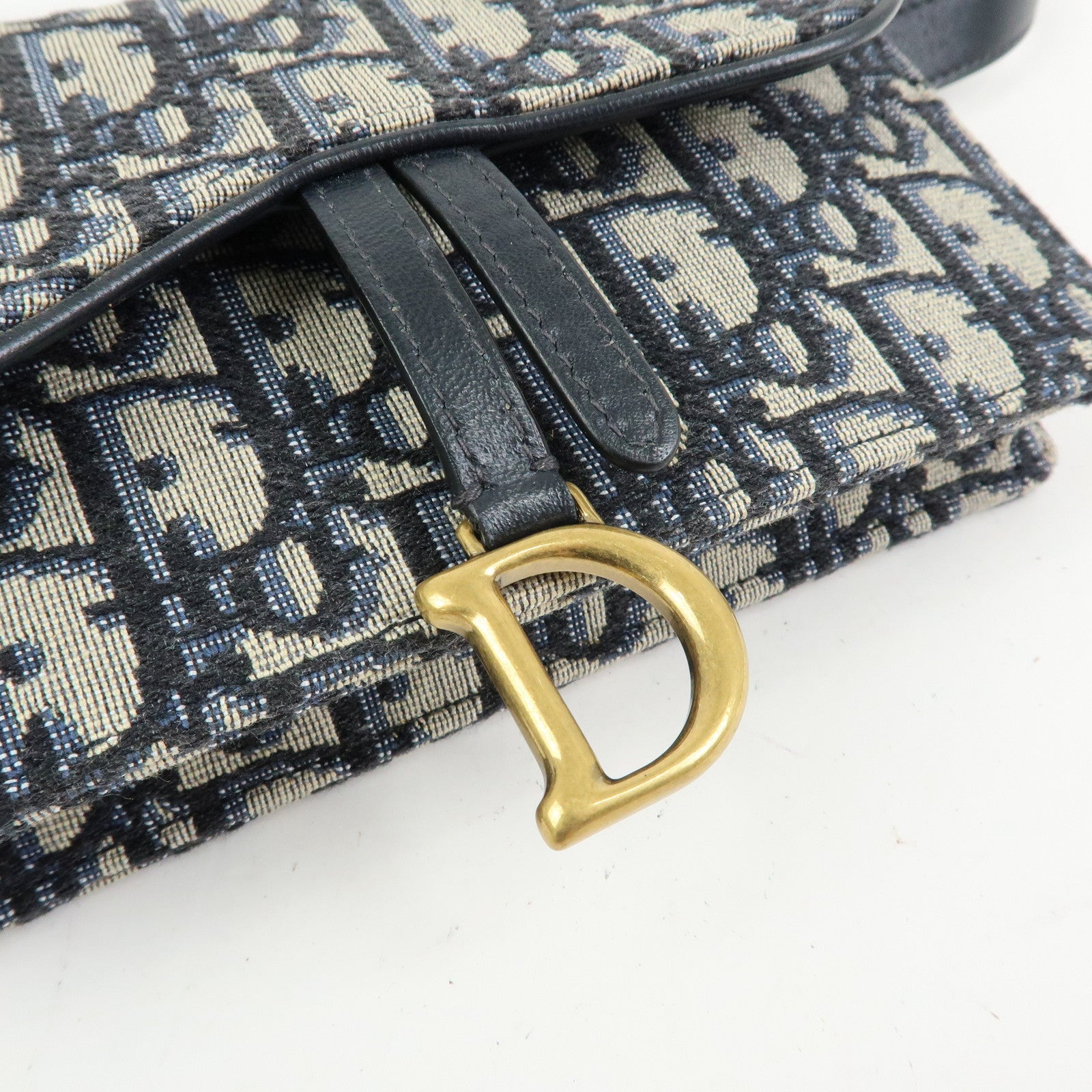Christian Dior Saddle Trotter Canvas Waist Pouch Body Bag Navy