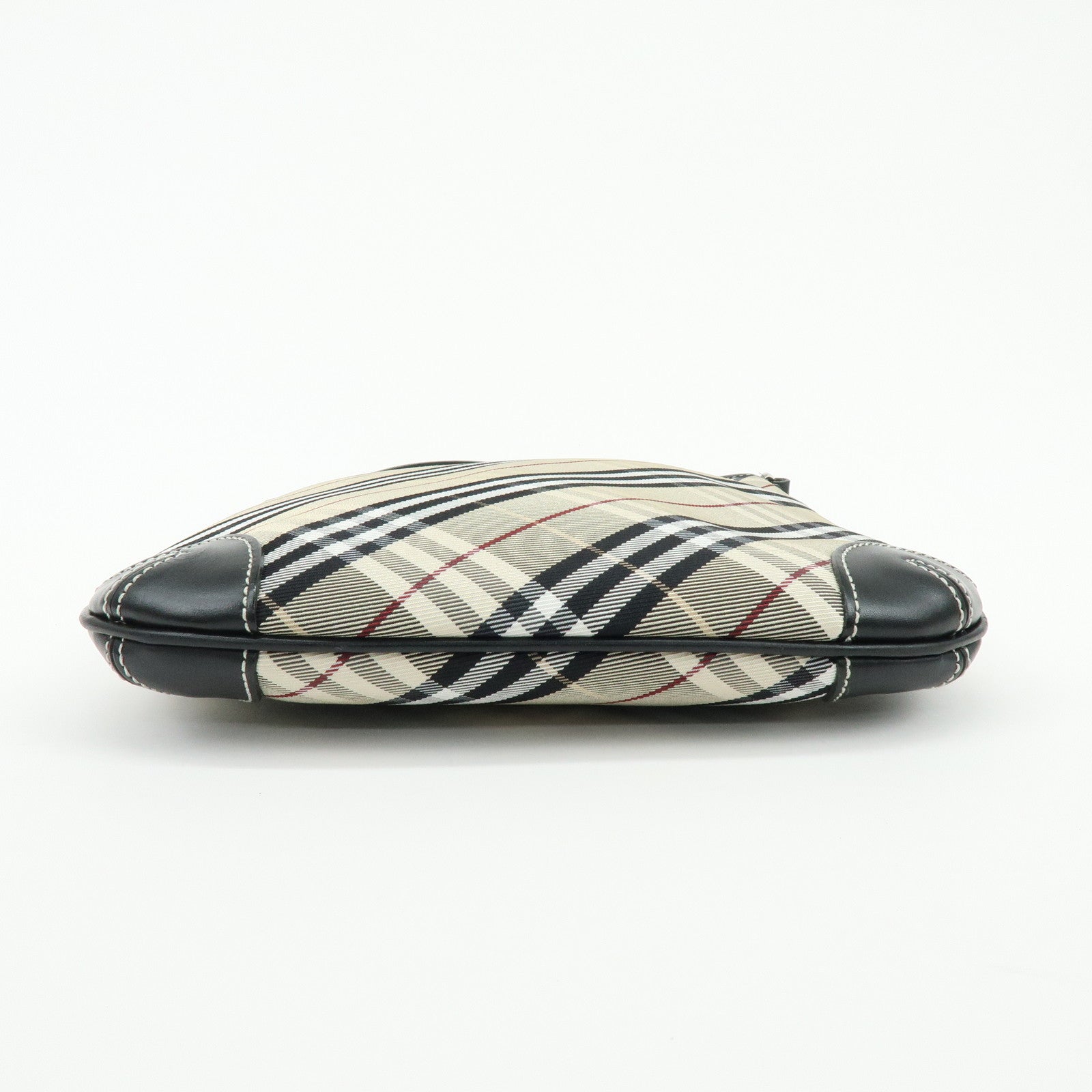 BURBERRY Blue Label Nova Plaid Canvas Leather Shoulder Bag Beige Black