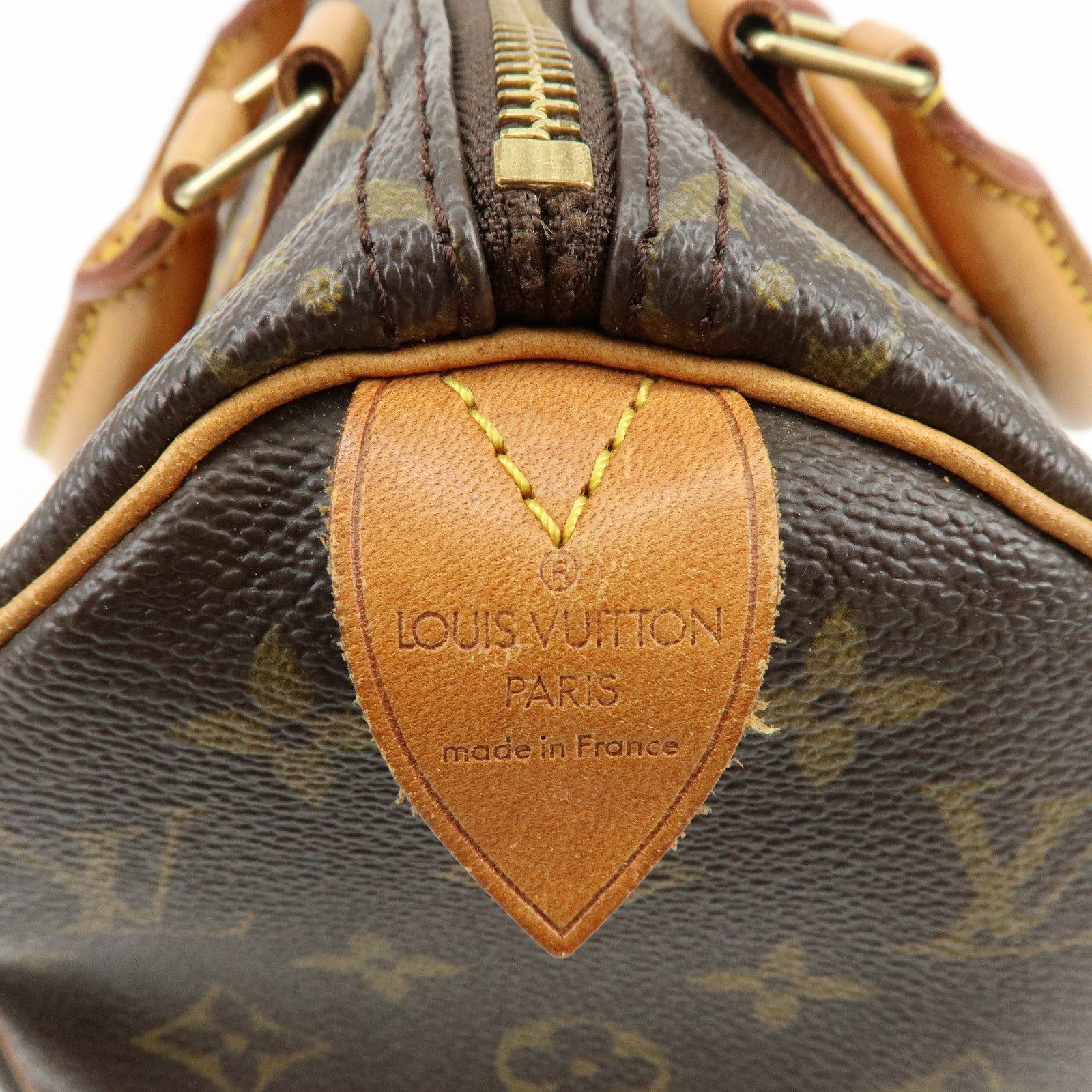 Louis Vuitton Monogram Speedy 25 Canvas Leather Boston Bag Brown M41528