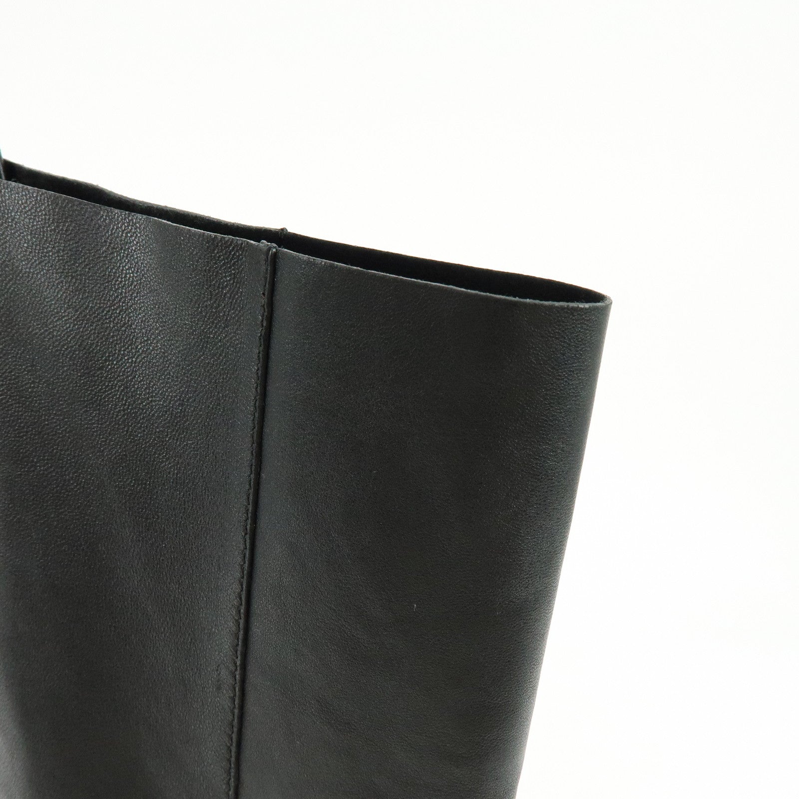CELINE Horizontal Cabas Leather Tote Bag Hand Bag Black