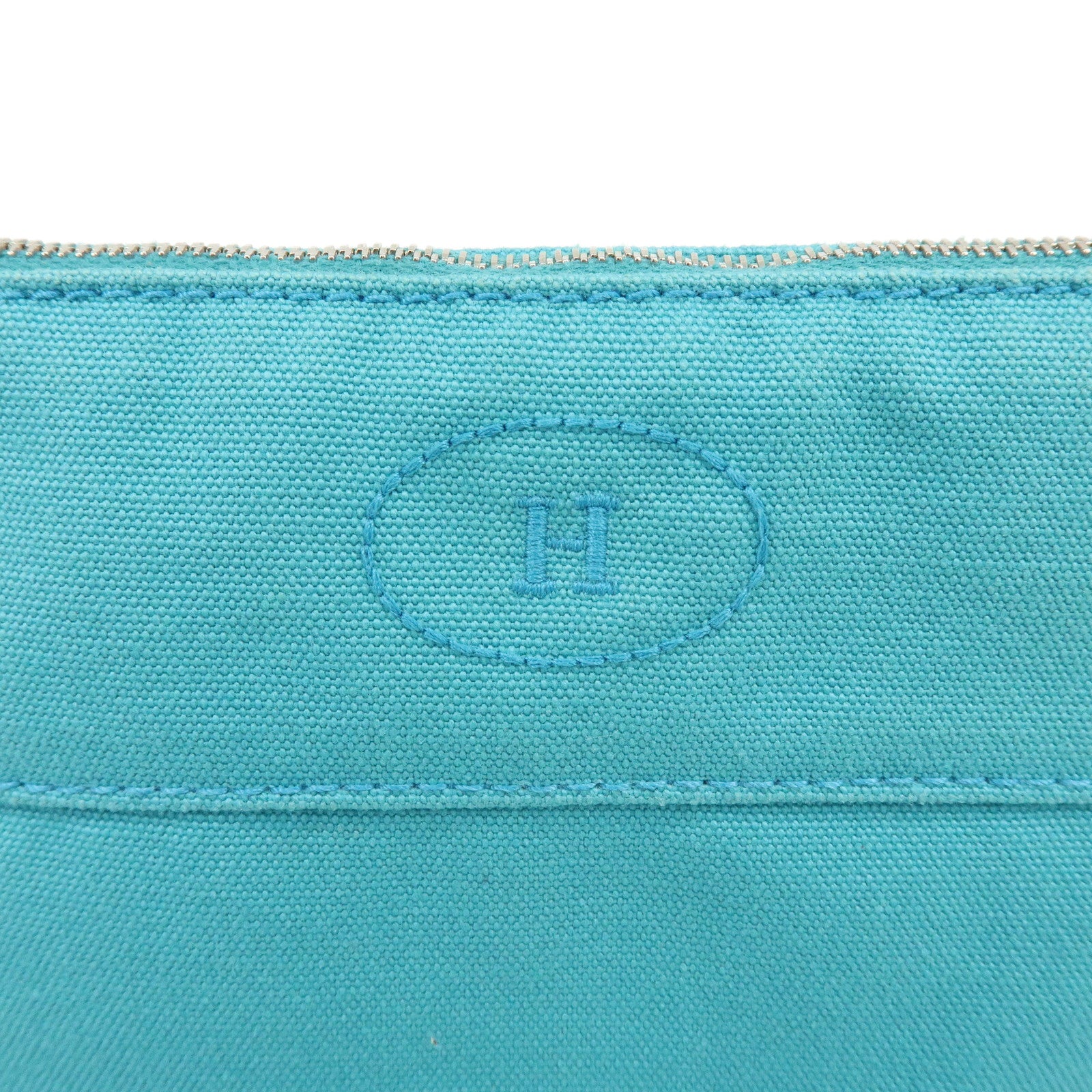 HERMES Bolide Pouch 20 Cotton 100% Leather Cosmetic Pouch Blue