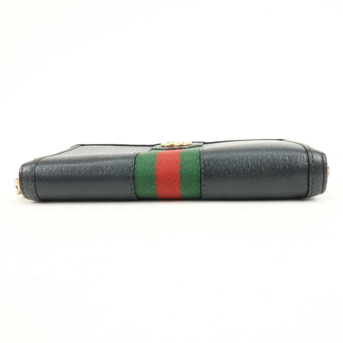 GUCCI Ophidia Sherry Double G Leather Round Zippy Wallet Black 523154
