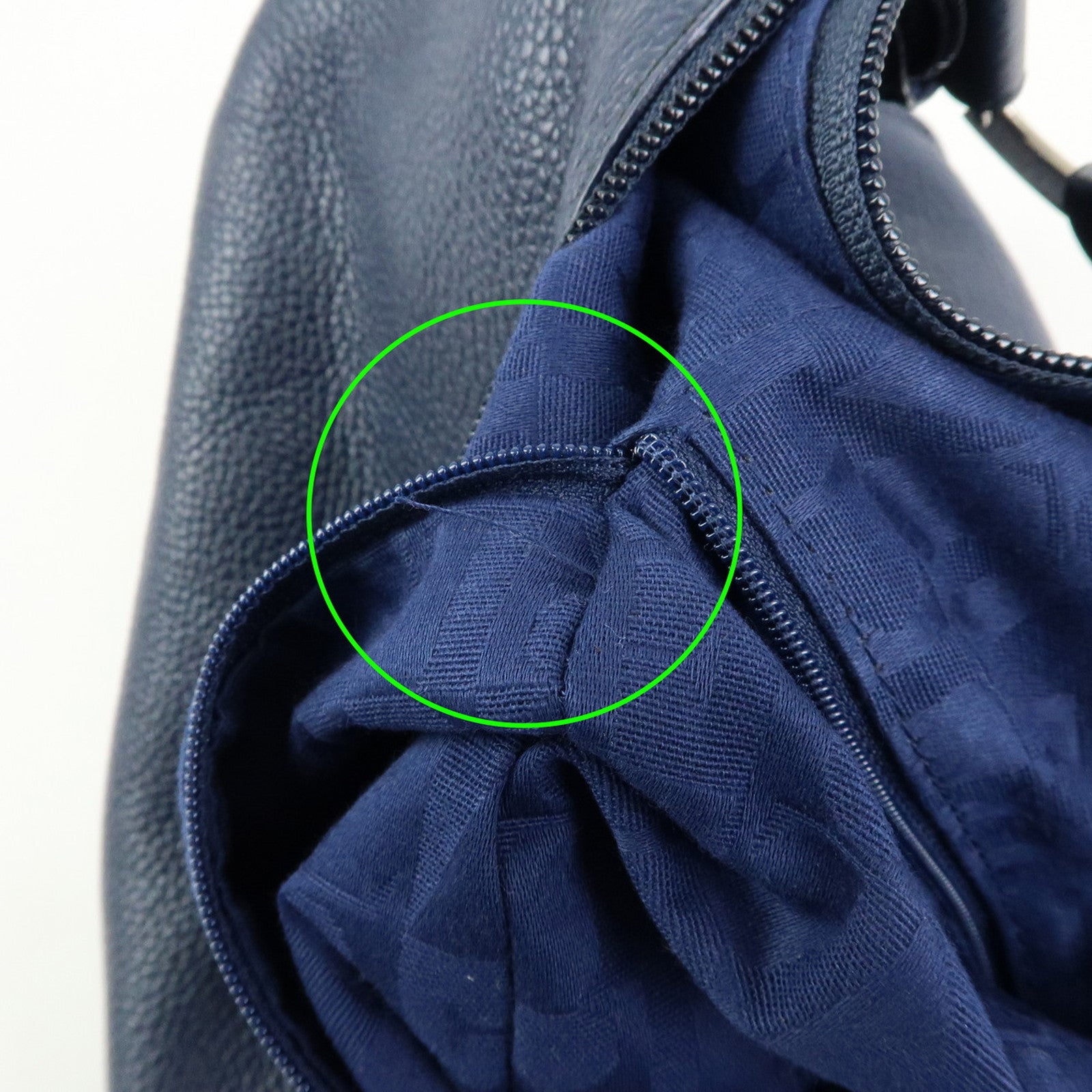 FURLA Leather Shoulder Bag Hand Bag Hobo Bag Dark Navy