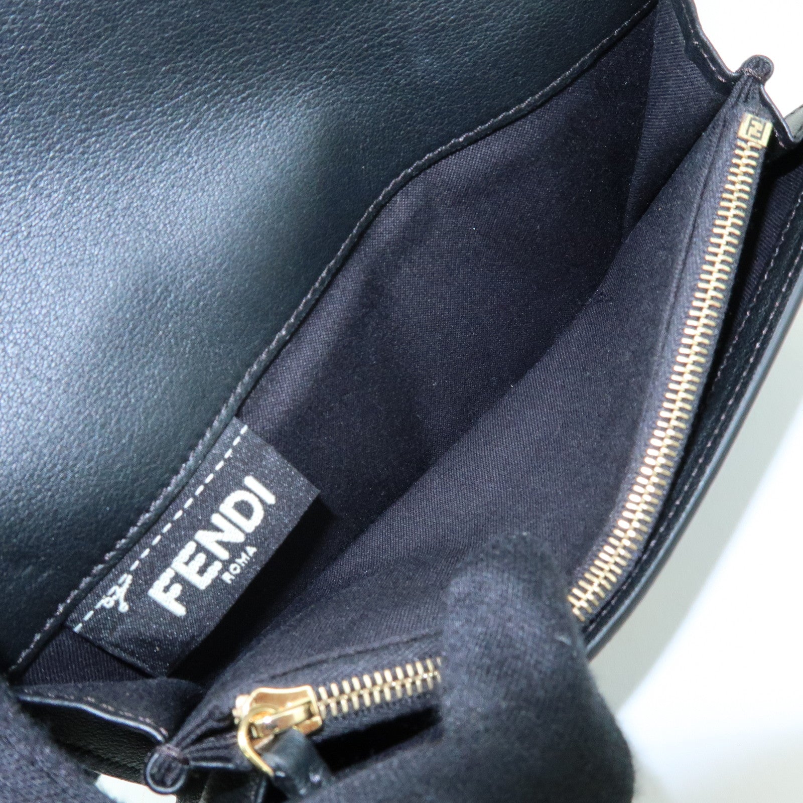 FENDI Peekaboo Leather Long Wallet Continental Wallet Black 8M0308