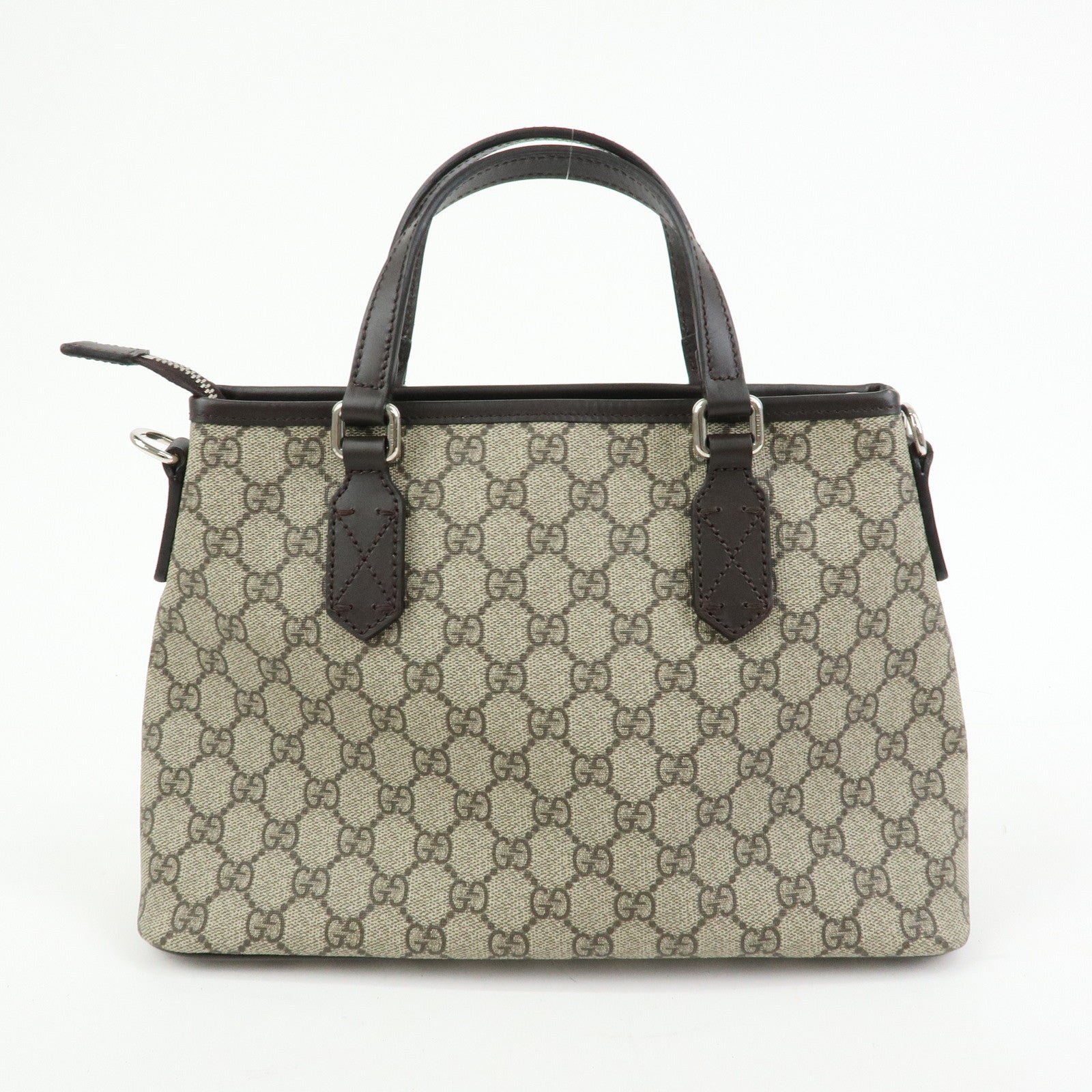 GUCCI GG Supreme 2Way Bag Hand Bag Shoulder Bag Beige Brown 429019