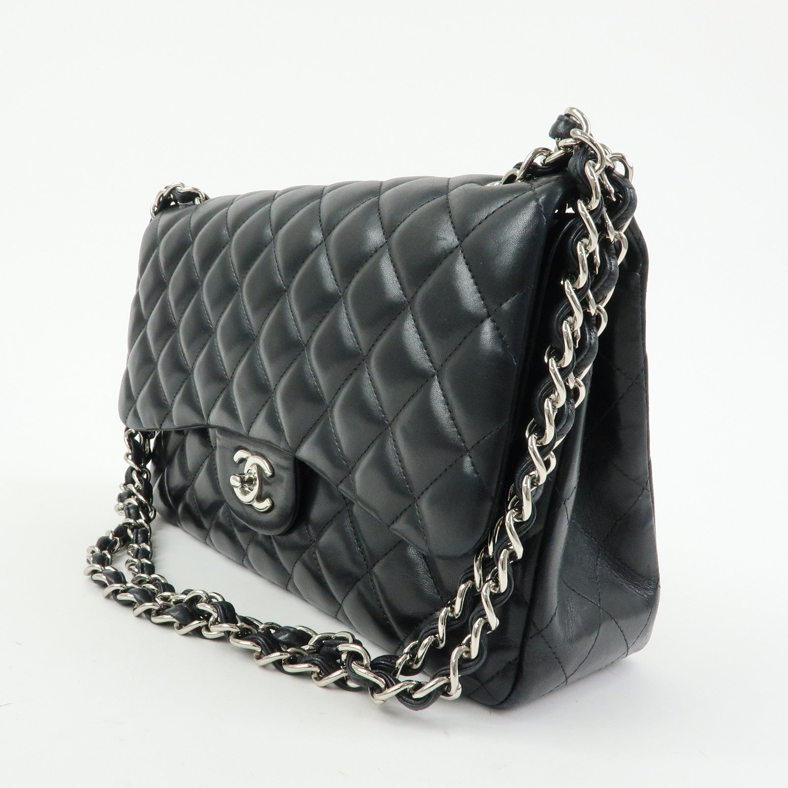 CHANEL Matelasse 30 W Flap Lamb Skin Chain Shoulder Bag A58600