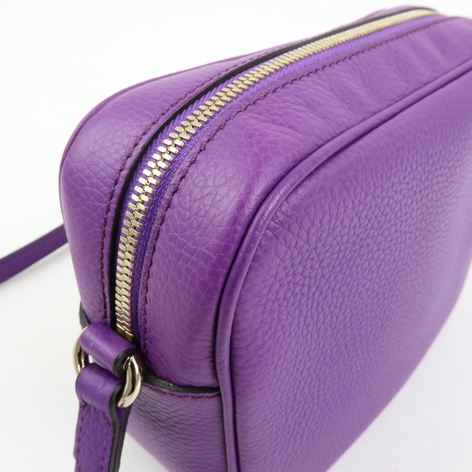 GUCCI SOHO Interlocking G Leahter Disco Bag Shoulder Bag Purple 308364