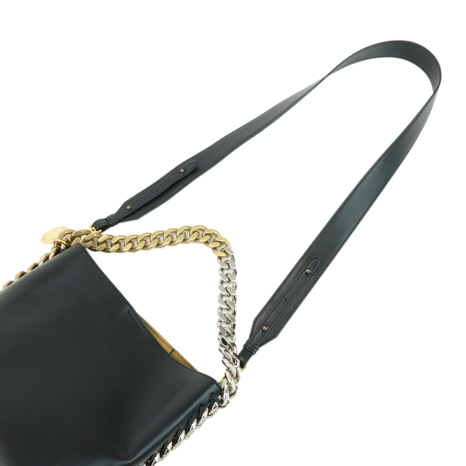 STELLA MCCARTNEY Faux Leather Frayme Bucket 2Way Hand Bag Black