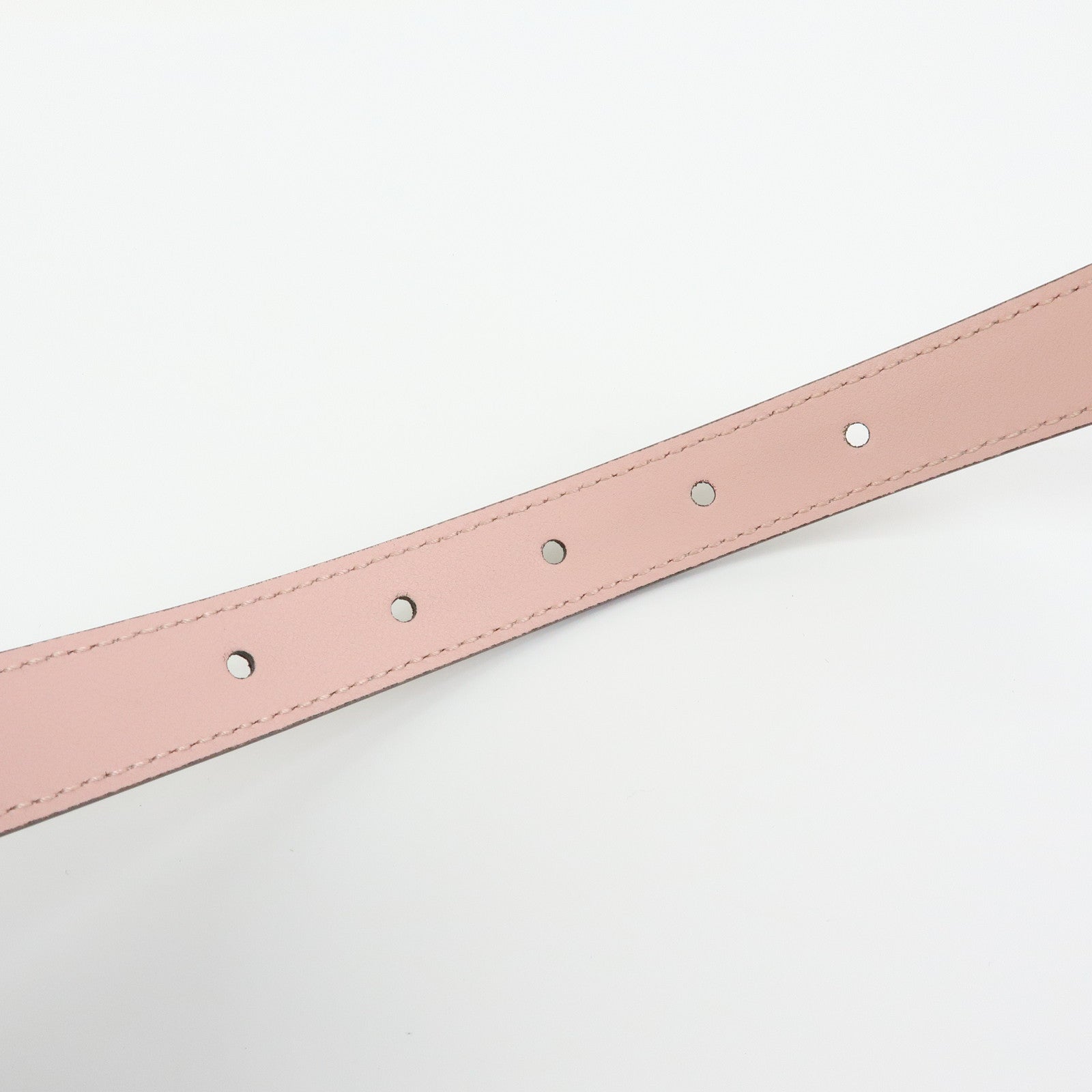 GUCCI Double G GG Spreme Leather Belt Greige White Pink 409417