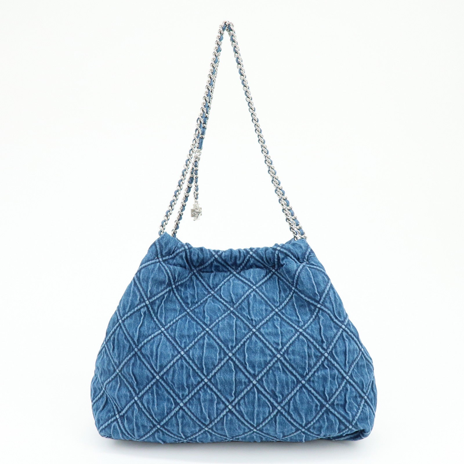TORY BURCH Hobo Denim Chain Shoulder Bag Tote Bag Blue
