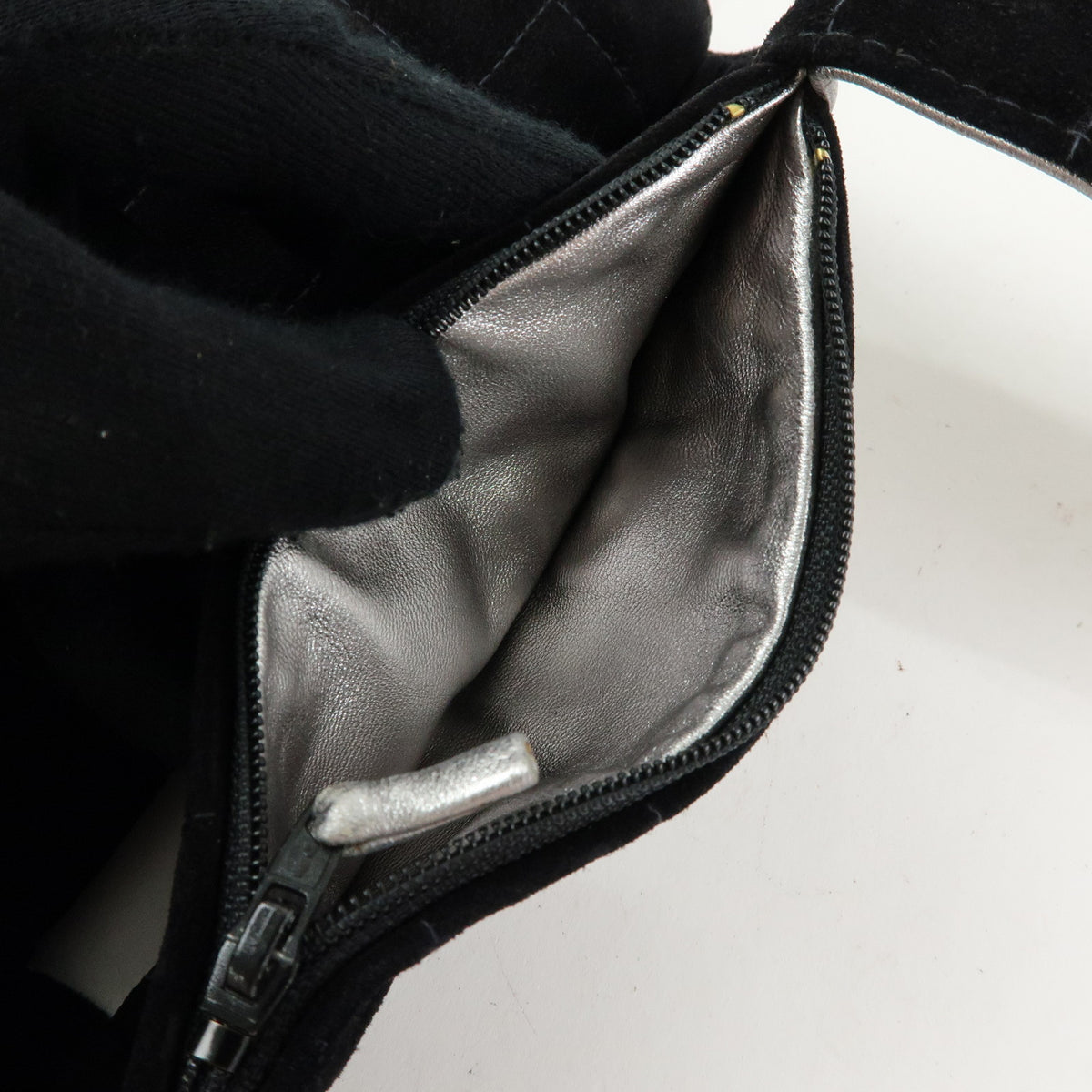 CHANEL Chocolate Bar Suede Leather Shoulder Bag Crossbody Bag Black