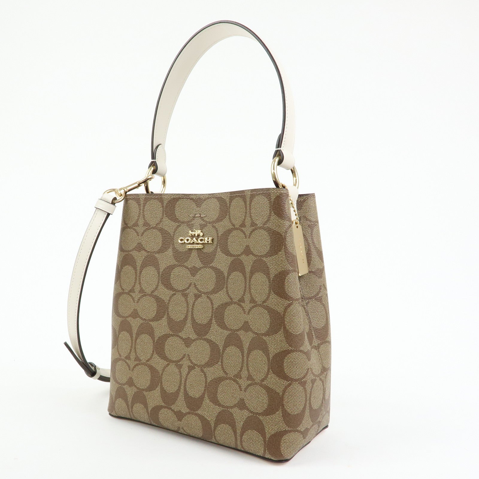 COACH Signature PVC Leather 2Way Shoulder Bag Hand Bag Beige Brown