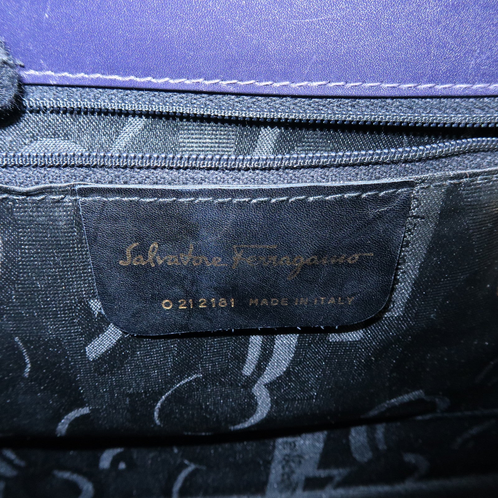 Ferragamo Gancini Leather 2Way Bag Hand Bag Shoulder Bag Purple