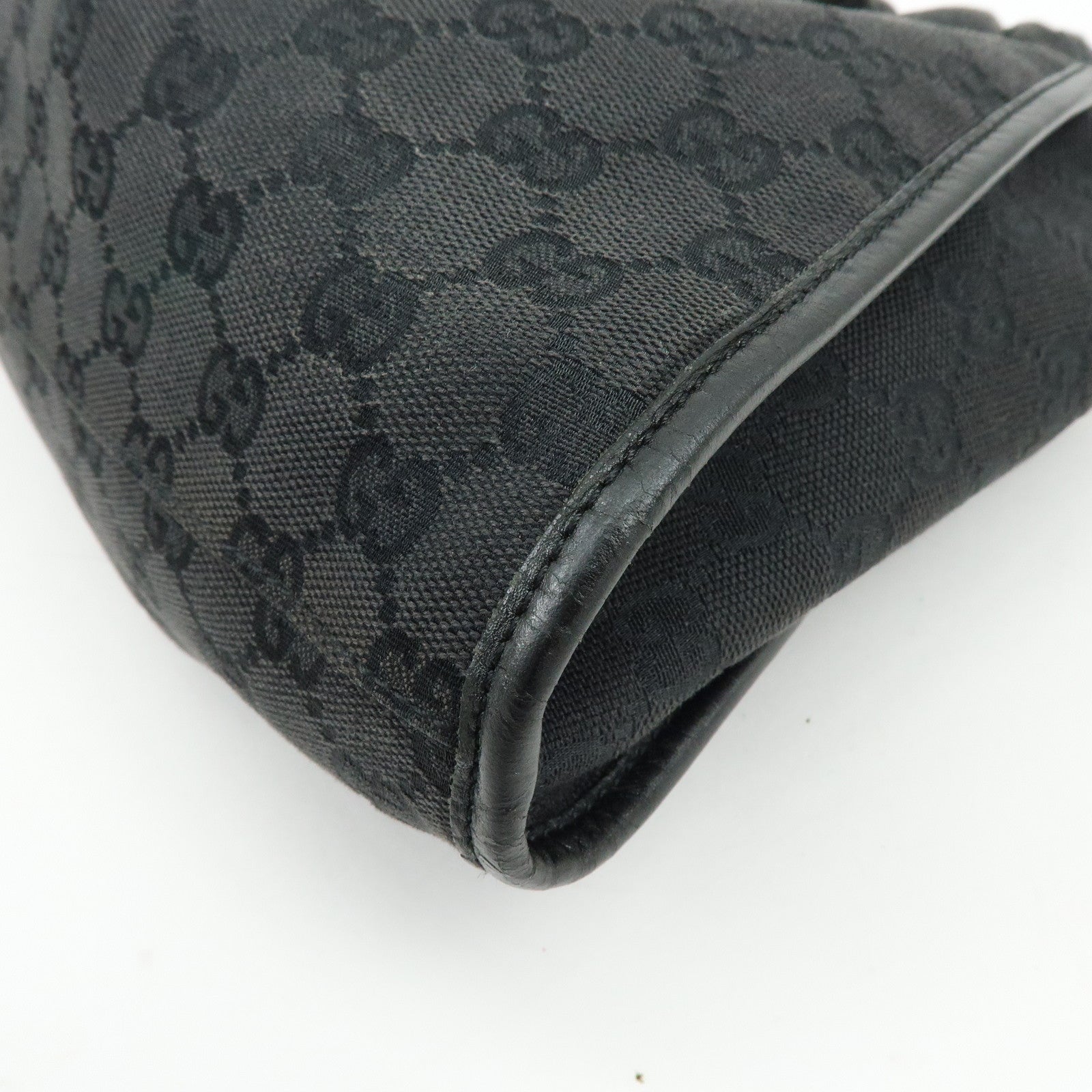 GUCCI GG Monogram Canvas Leather Tote Bag Hand Bag Black 76554