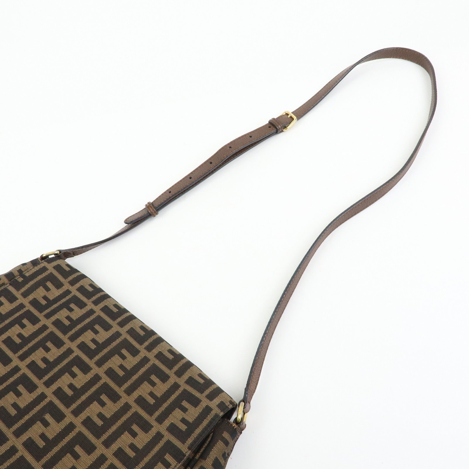 FENDI Zucca Jacquard Leather Shoulder Bag Crossbody Bag Brown 8BT215