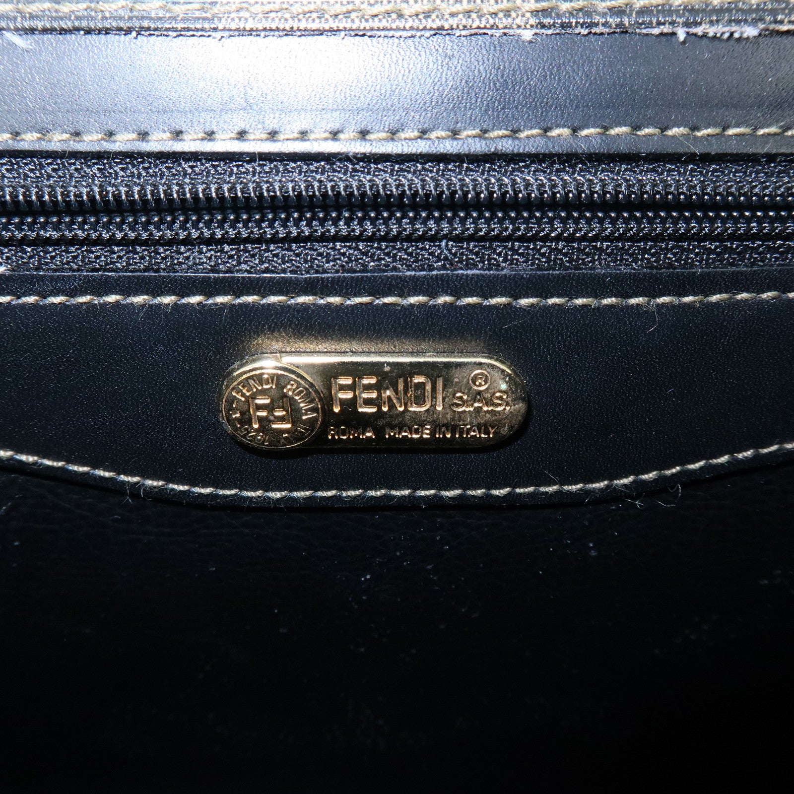 FENDI Pequin PVC Leather Shoulder Bag Messanger Bag Brown 170-80028