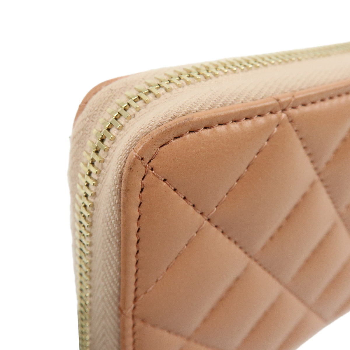 CHANEL Matelasse COCO Mark  Lamb Skin Round Zippy Wallet  Pink A82281