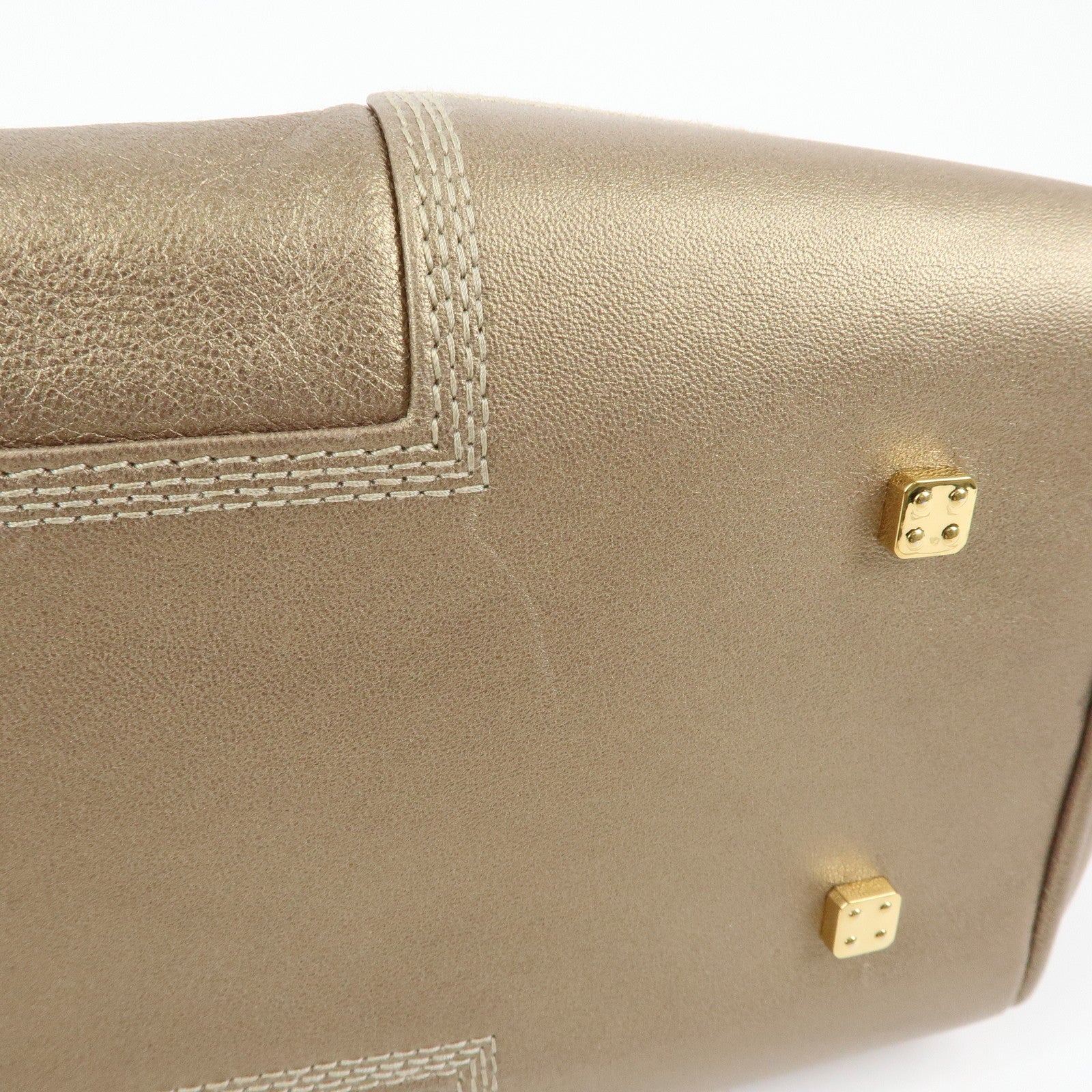 LOEWE Amazona 28 Nappa Leather Hand Bag Boston Bag Gold