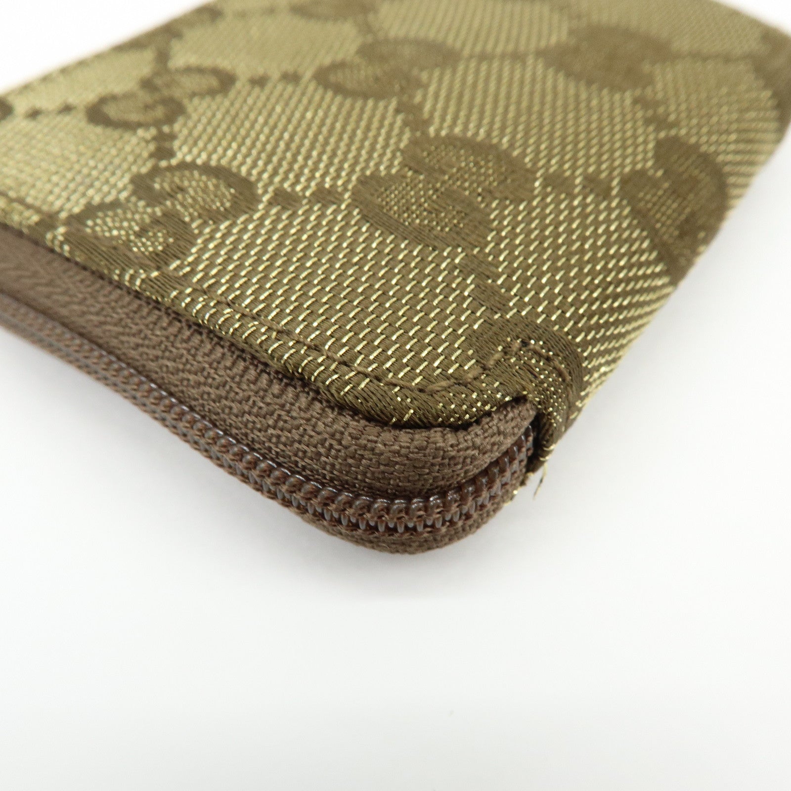 GUCCI GG Canvas Compact Coin Case Coin Purse Brown Khaki 030・0416