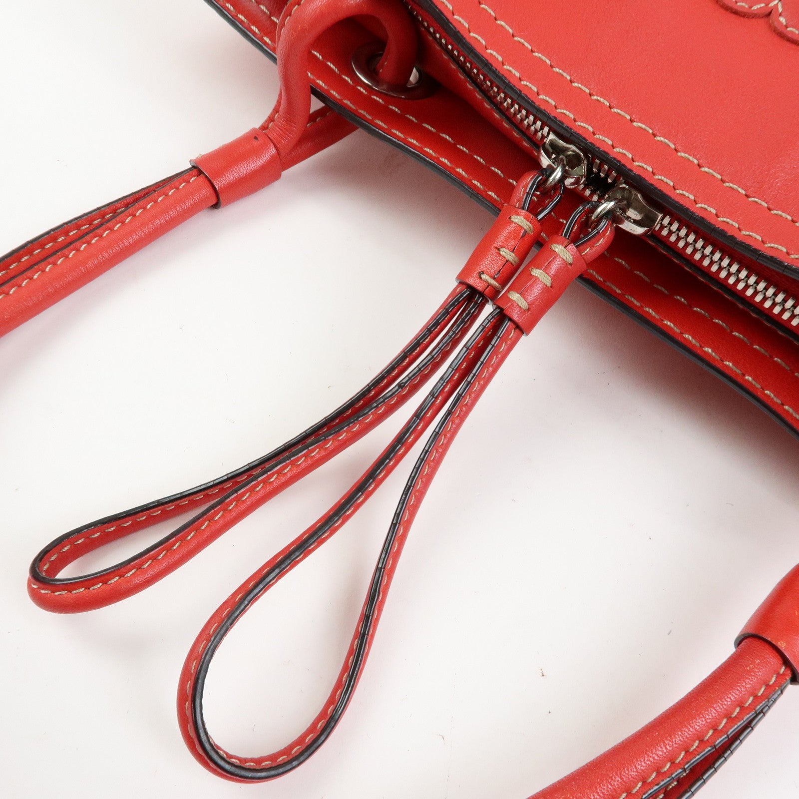 LOEWE Anagram Leather Tote Bag Hand Bag Shoulder Bag Red