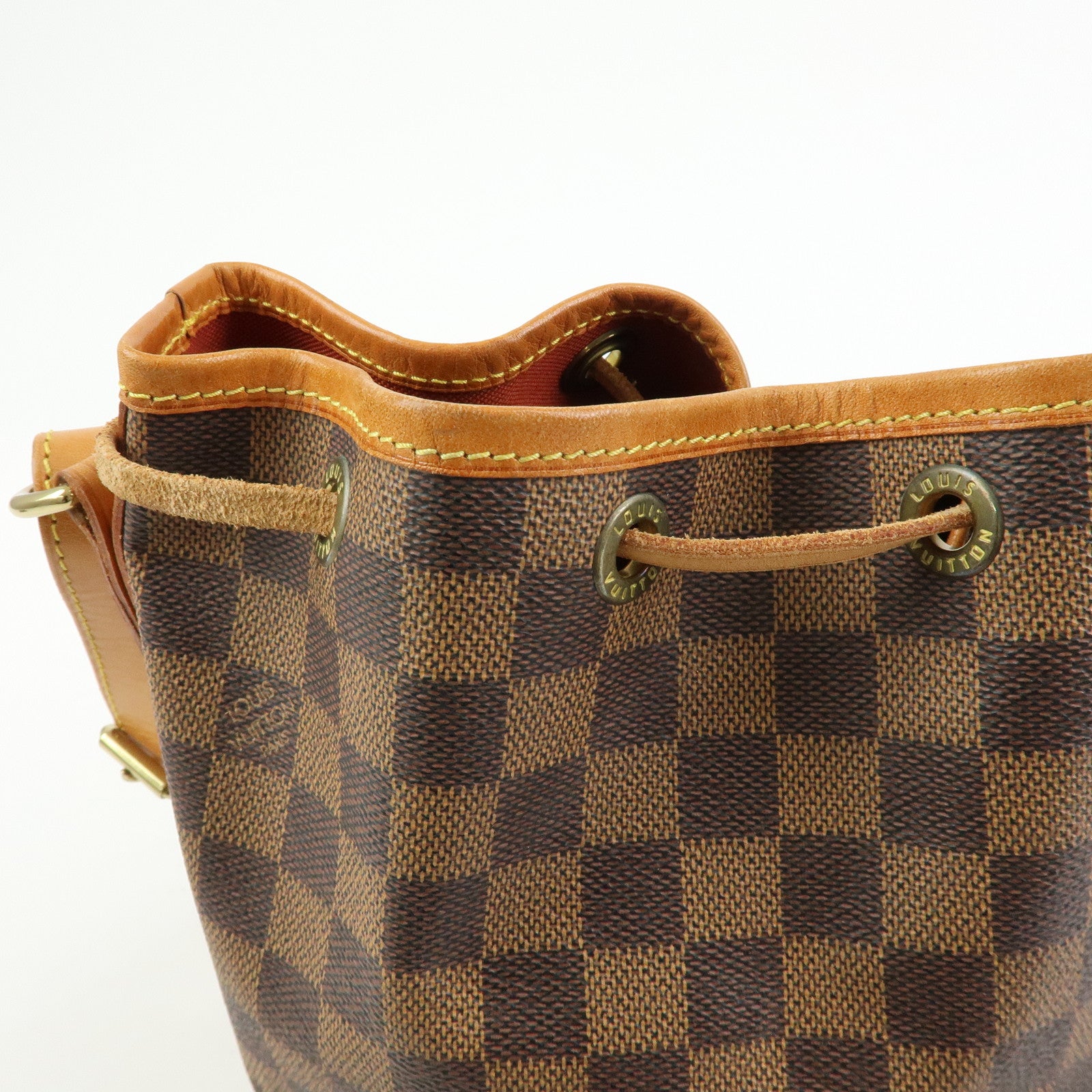 Louis Vuitton Damier Noe Canvas Leather Shoulder Bag Brown