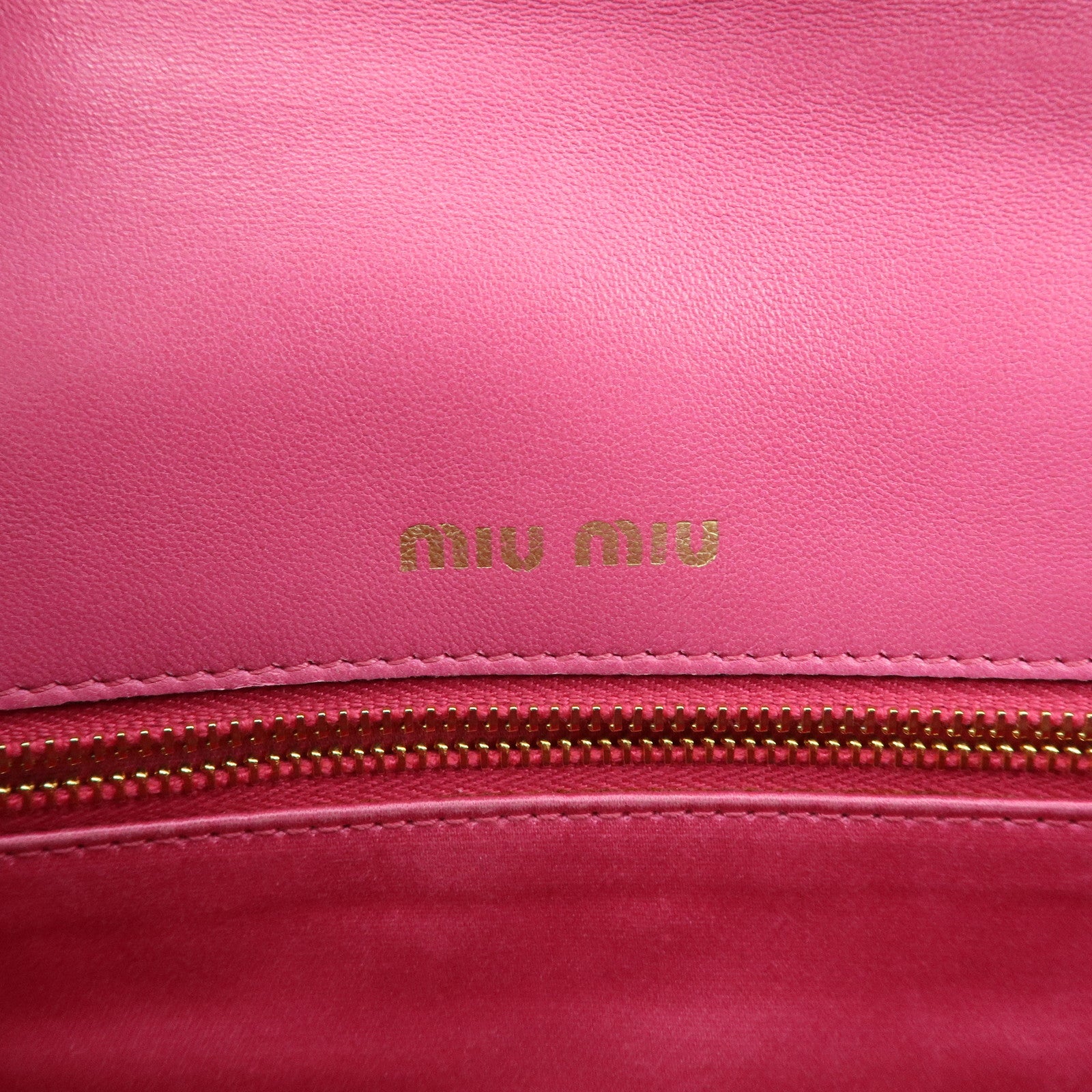 MIU MIU Jacquard Embossed Leather 2Way Hand Shoulder Bag Pink 5BD233