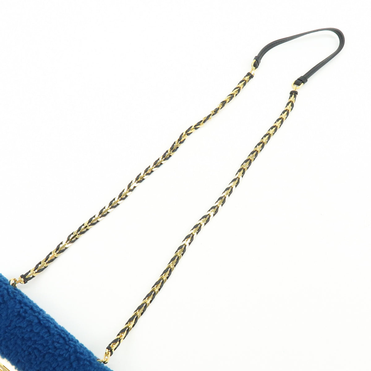 FENDI Mini Be Baguette Mouton Leather Shoulder Bag Blue 8M0315